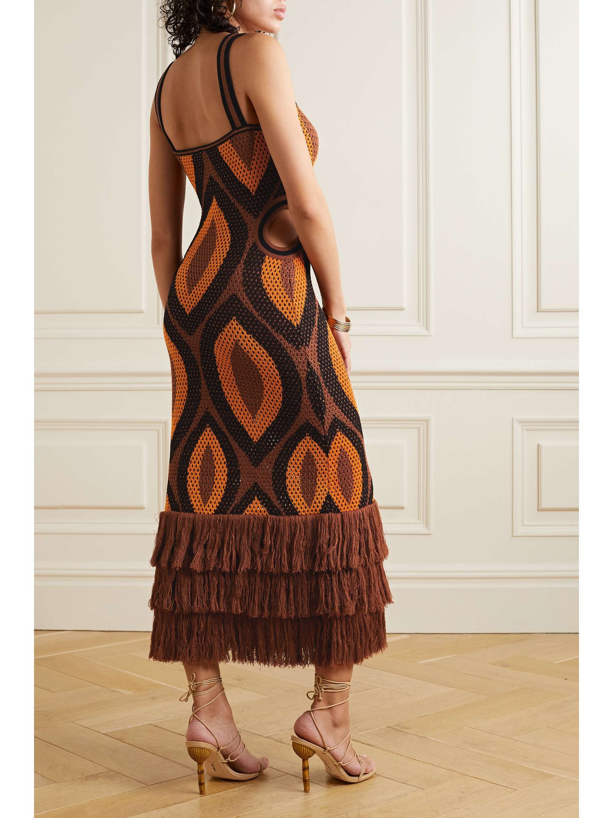 JOHANNA ORTIZ Cultural Roots cutout fringed crocheted Pima cotton maxi dress
