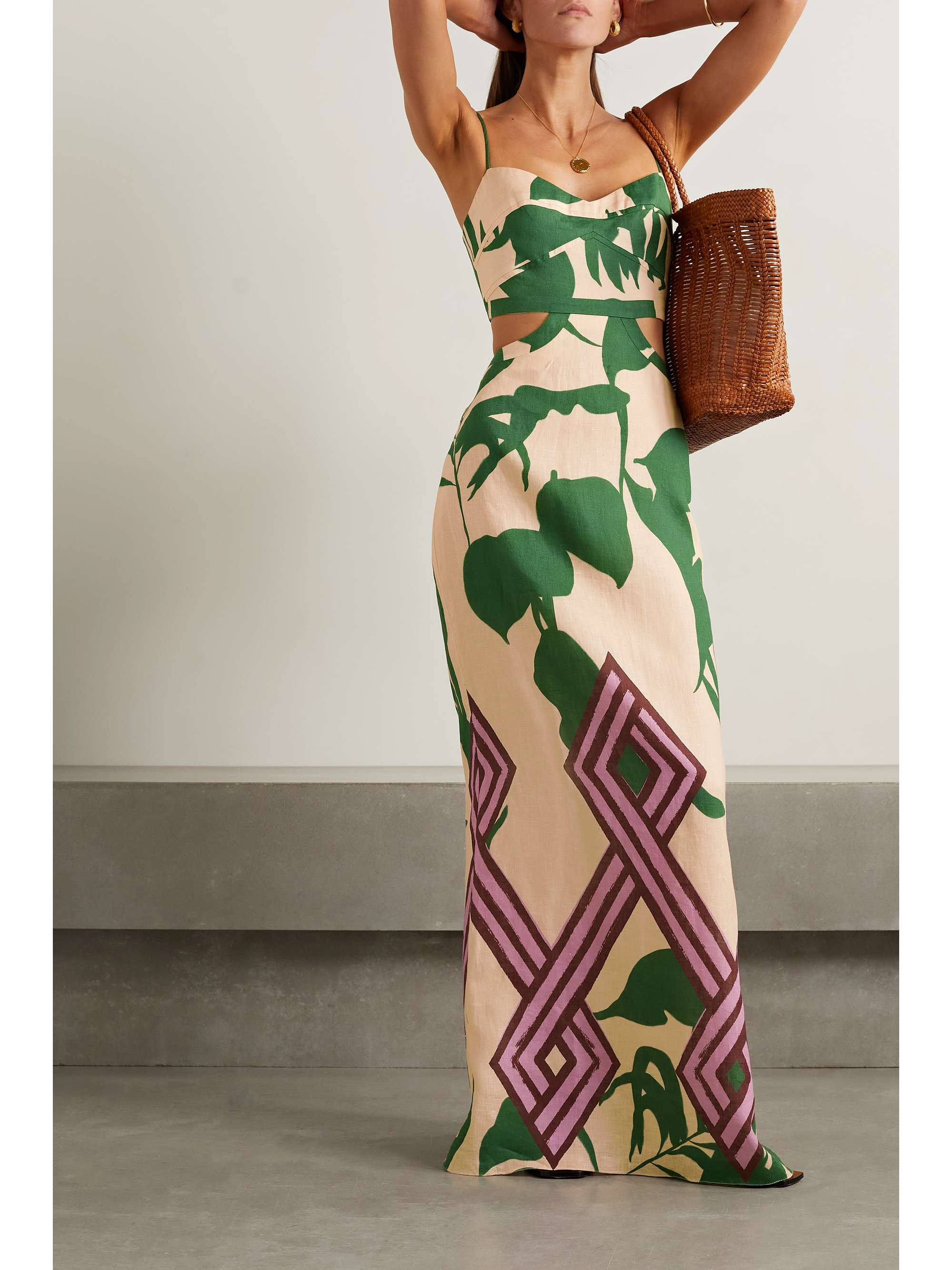 JOHANNA ORTIZ Between Daydreams cutout printed linen maxi dress