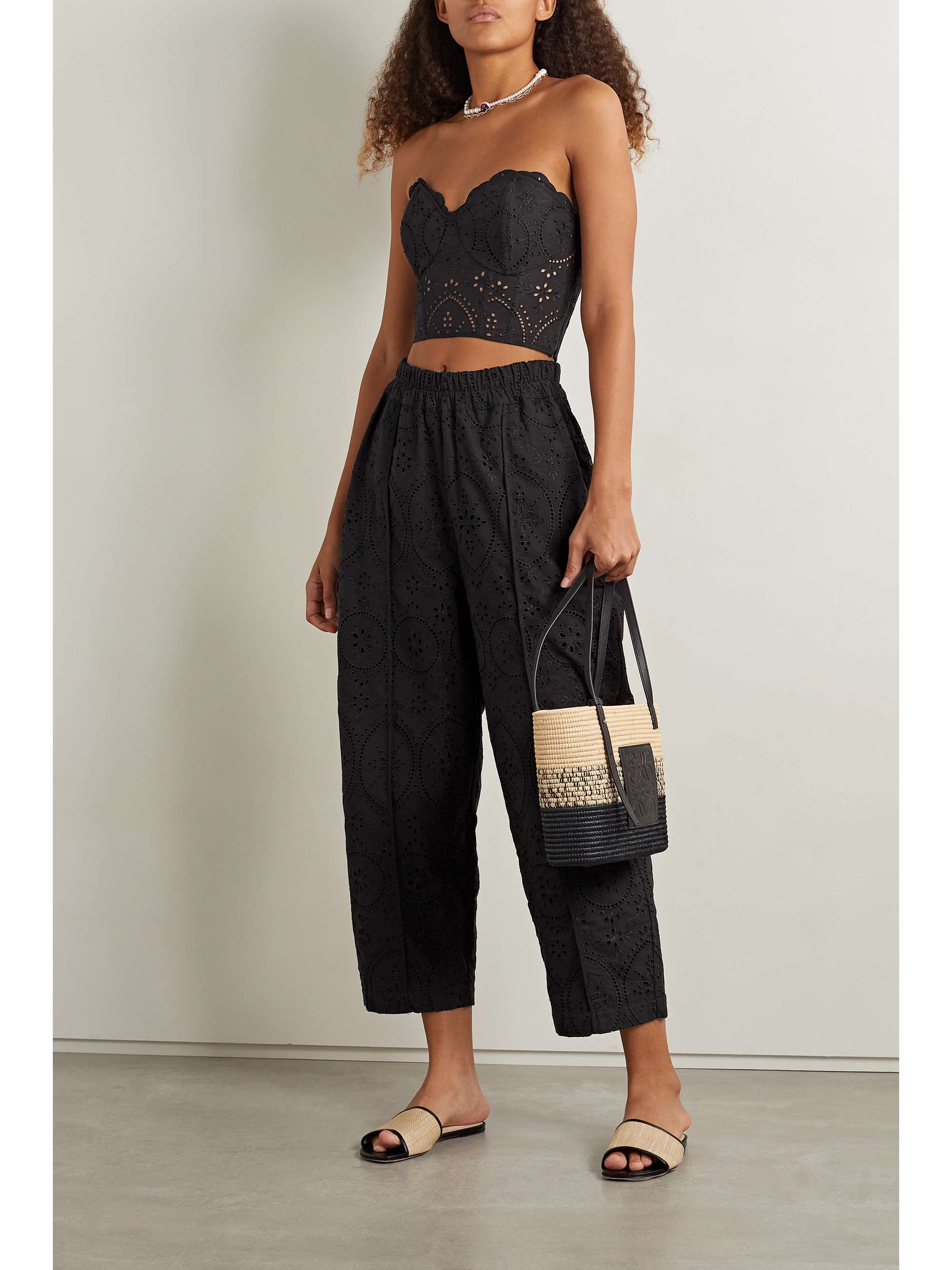 CHARO RUIZ Lita strapless cropped broderie anglaise cotton top |  NET-A-PORTER
