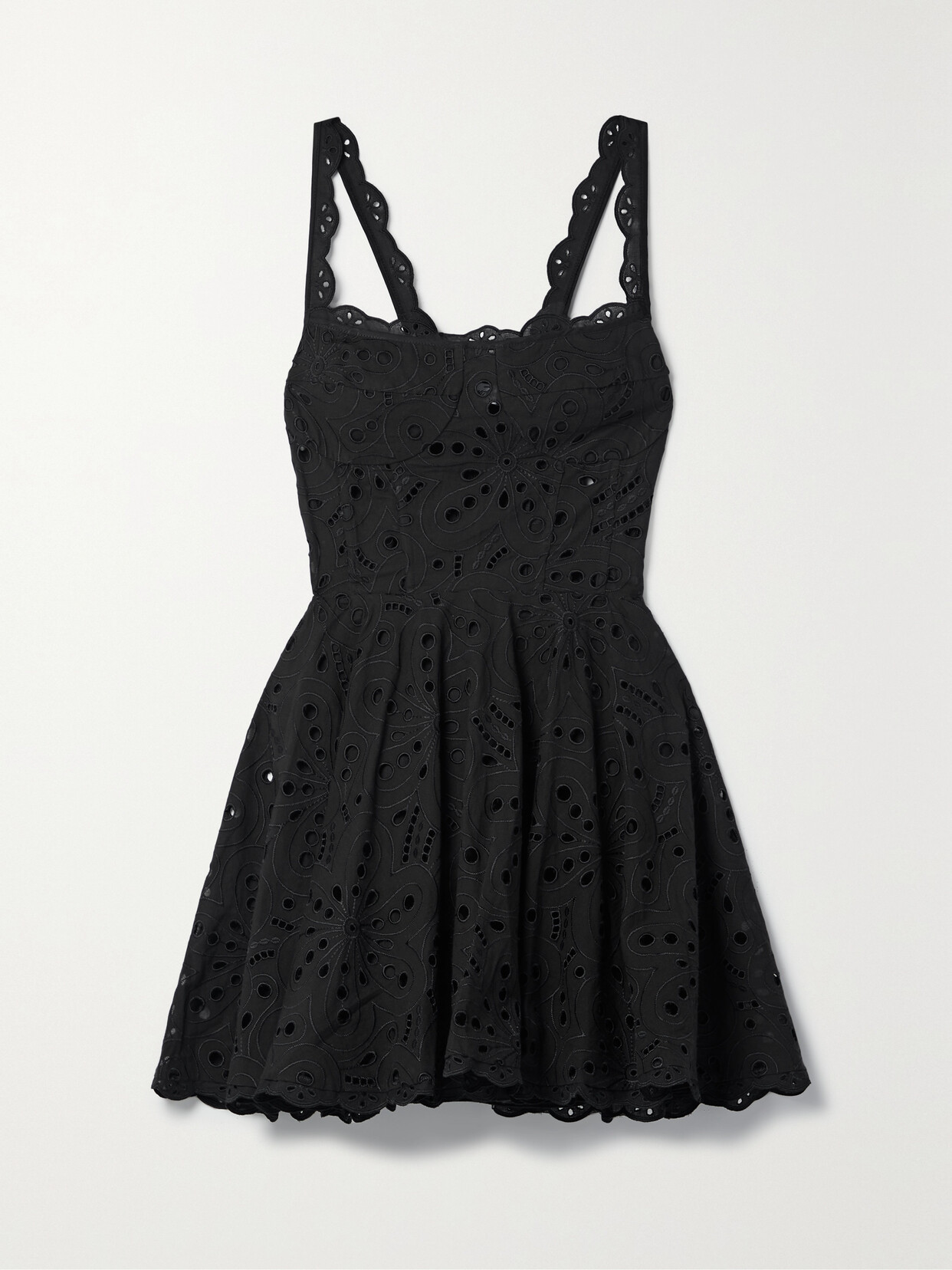 Charo Ruiz - Nina Broderie Anglaise Cotton Mini Dress - Black