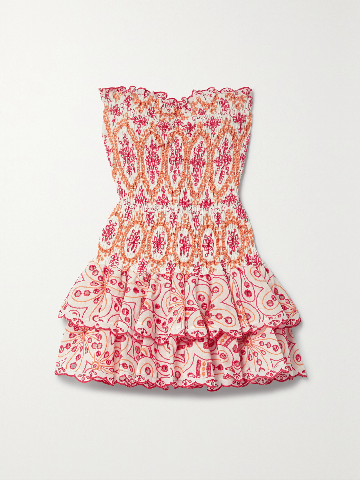 Charo Ruiz - Megan Strapless Broderie Anglaise Cotton-blend Mini Dress - Pink