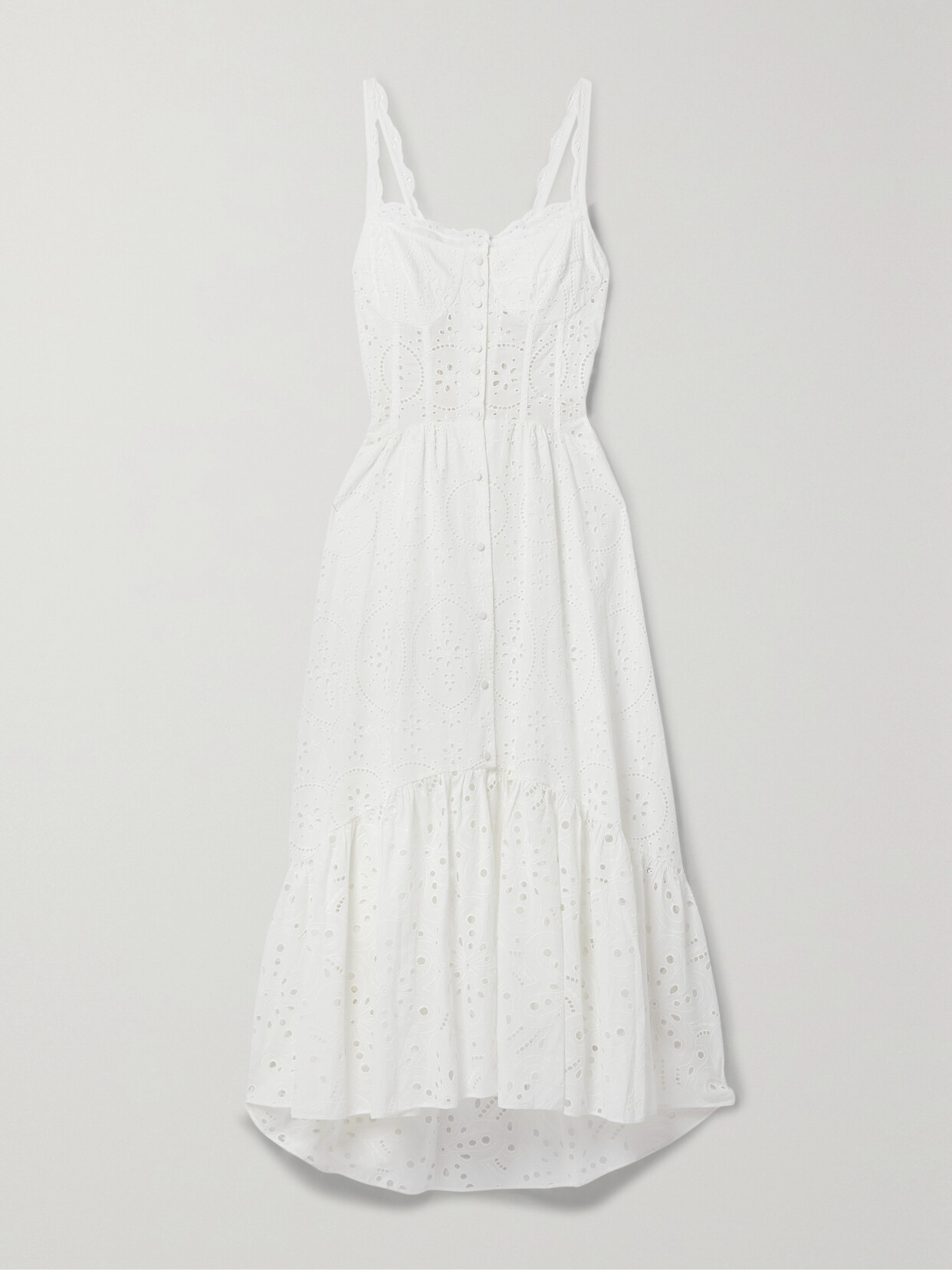 Charo Ruiz - Irene Tiered Broderie Anglaise Cotton Maxi Dress - White