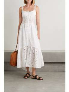 White Irene tiered broderie anglaise cotton maxi dress | CHARO RUIZ | NET-A-PORTER