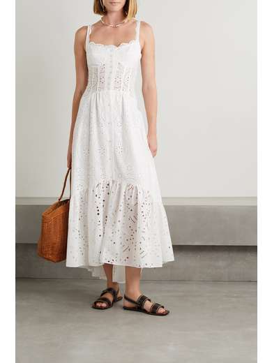 White Irene tiered broderie anglaise cotton maxi dress | CHARO RUIZ | NET-A-PORTER