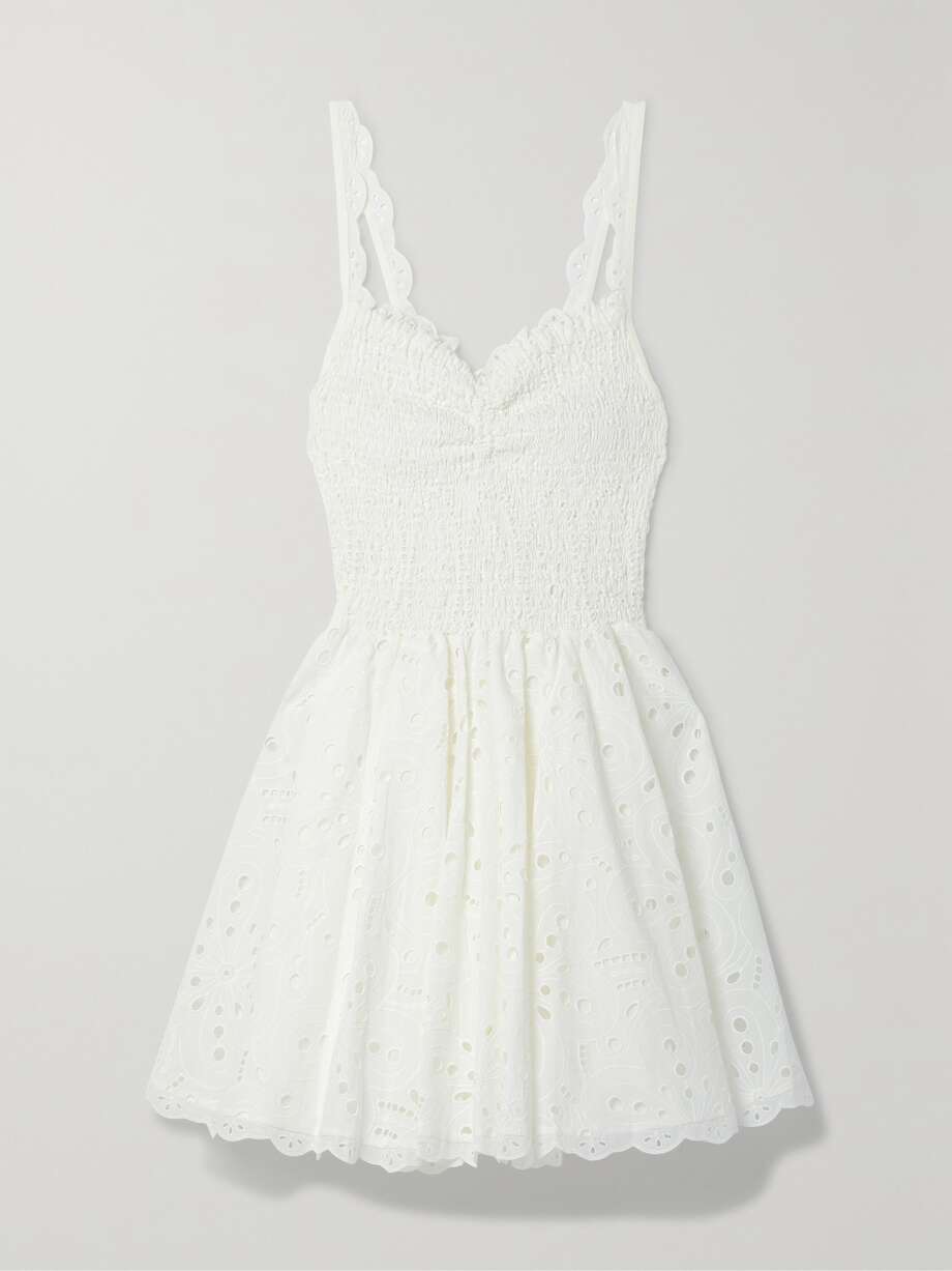 CHARO RUIZ Lina shirred broderie anglaise cotton mini dress | NET-A-PORTER