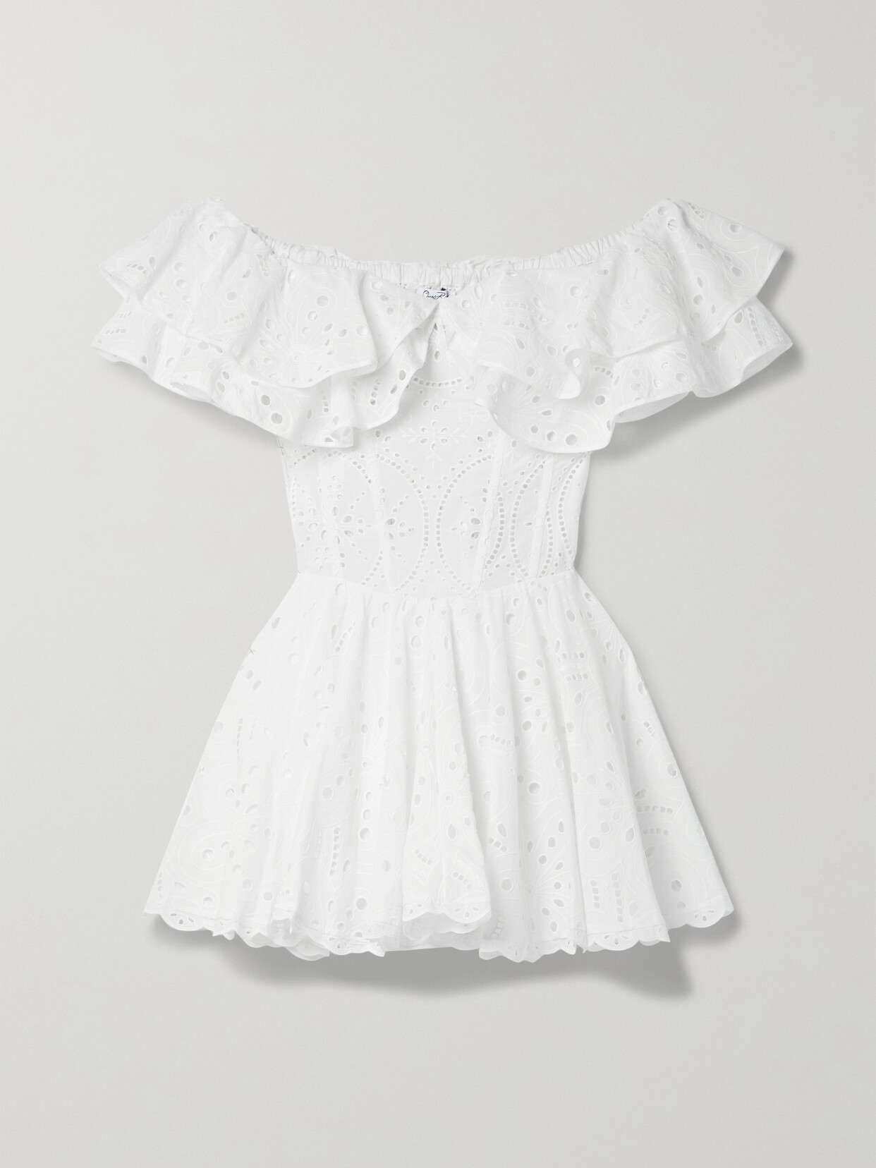 Charo Ruiz - Dalia Off-the-shoulder Ruffled Broderie Anglaise Cotton Mini Dress - White