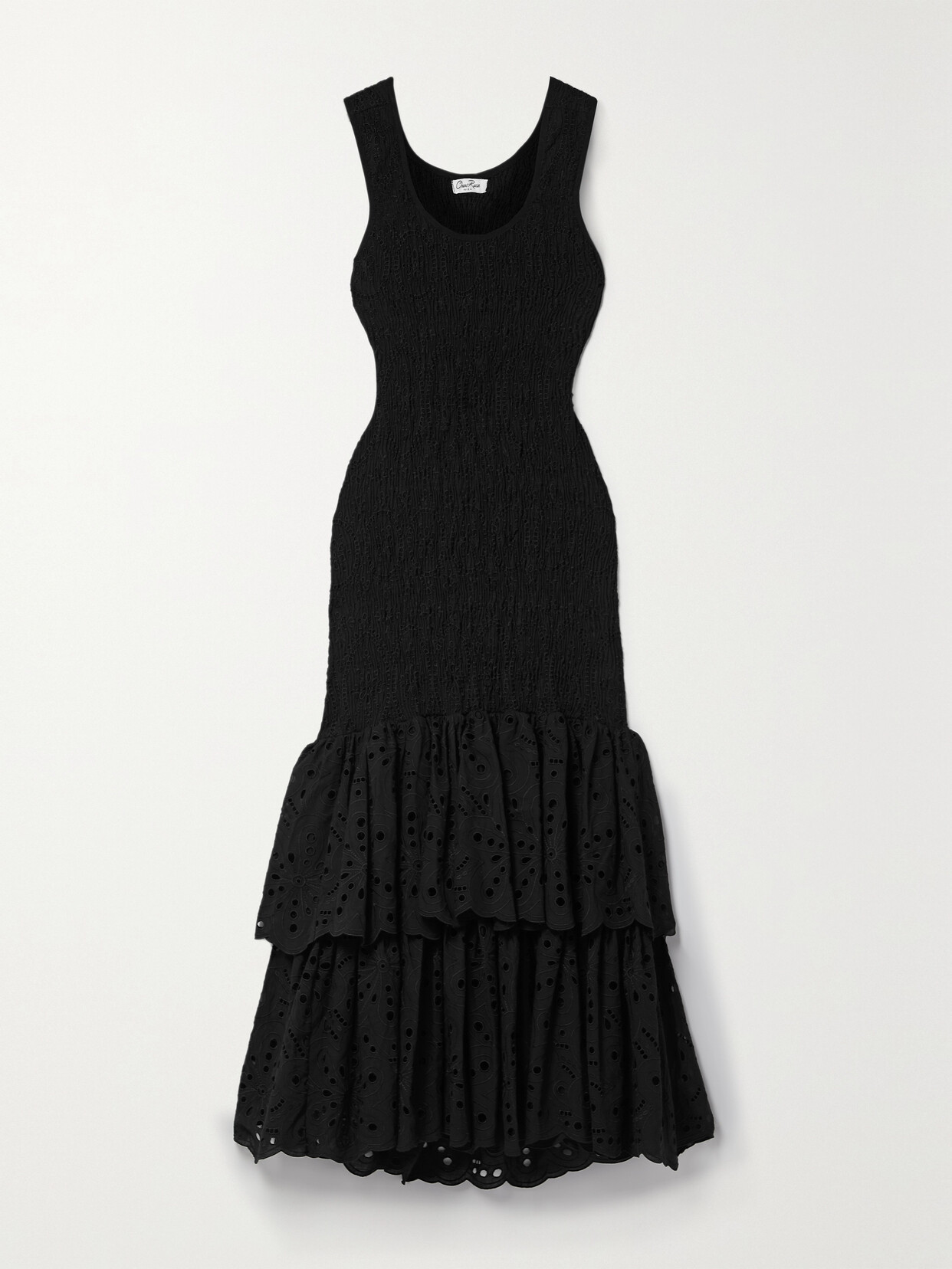 Charo Ruiz - Isa Ruffled Cutout Broderie Anglaise Cotton Maxi Dress - Black