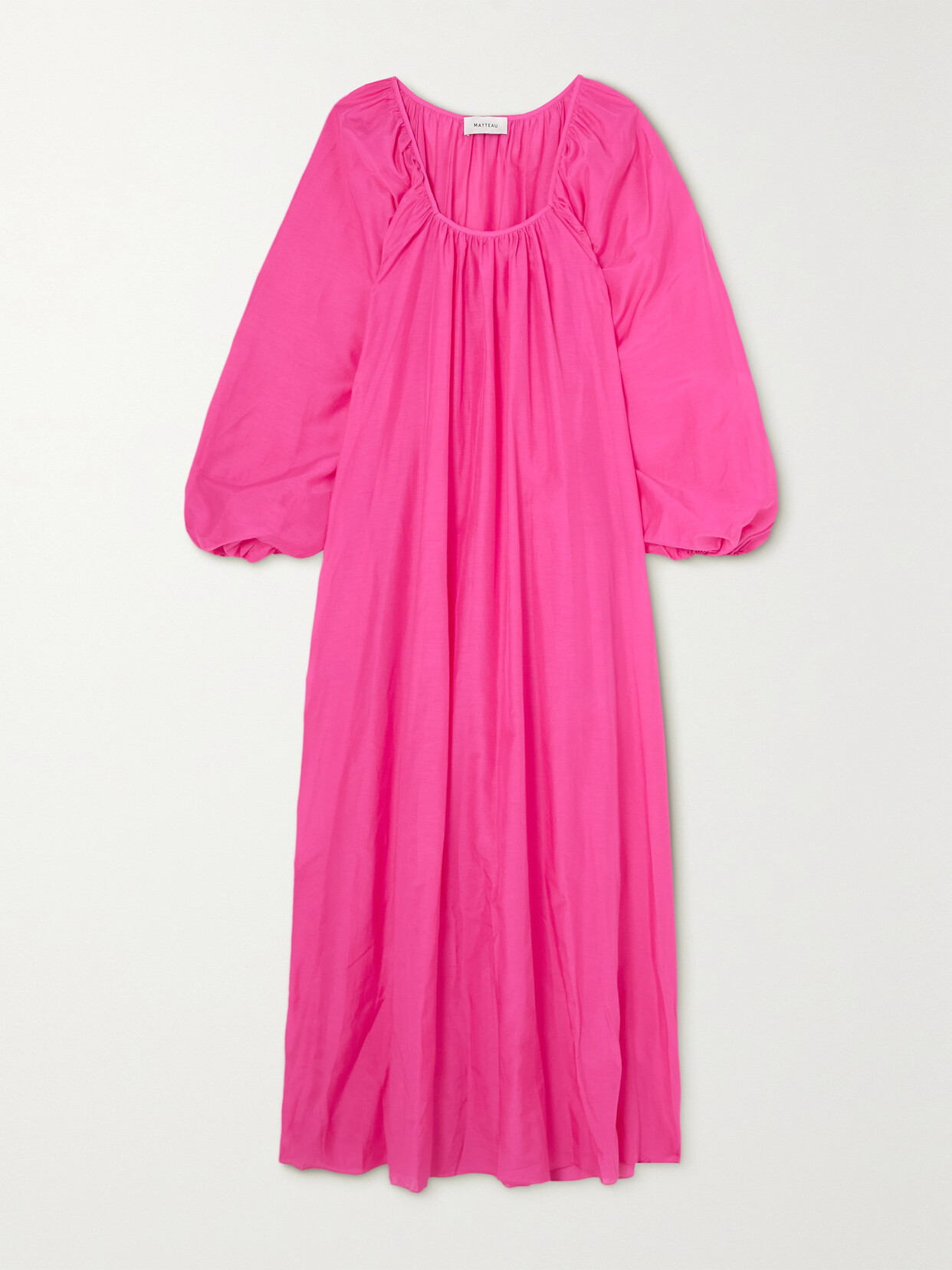 Matteau + Net Sustain The Decolette Organic Cotton And Silk-blend Maxi Dress - Pink