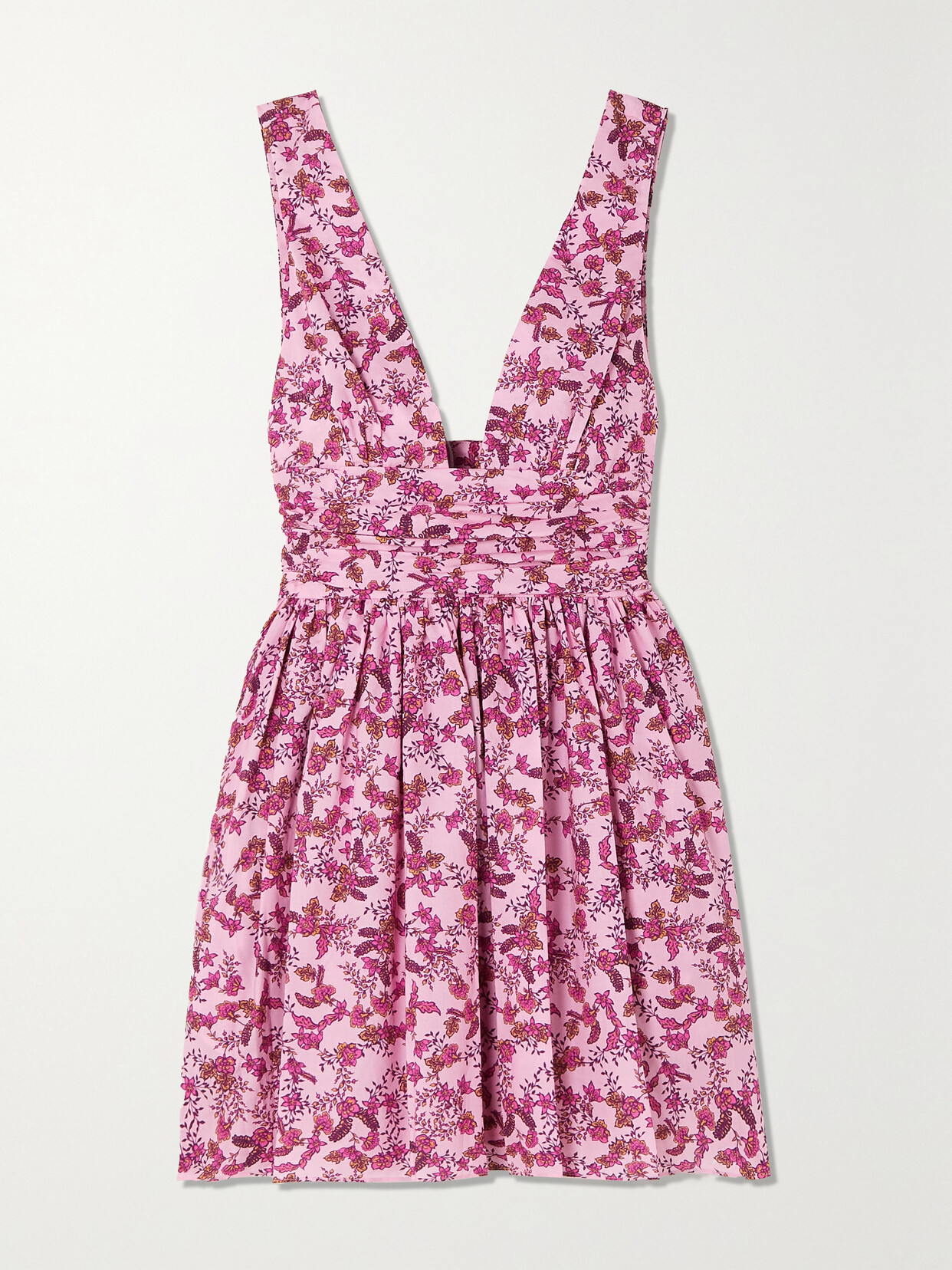 Matteau + Net Sustain Floral-print Organic Cotton-poplin Mini Dress - Pink