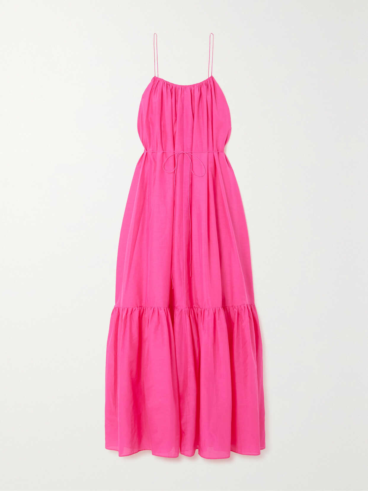 Matteau + Net Sustain Tiered Organic Cotton And Silk-blend Maxi Dress - Pink