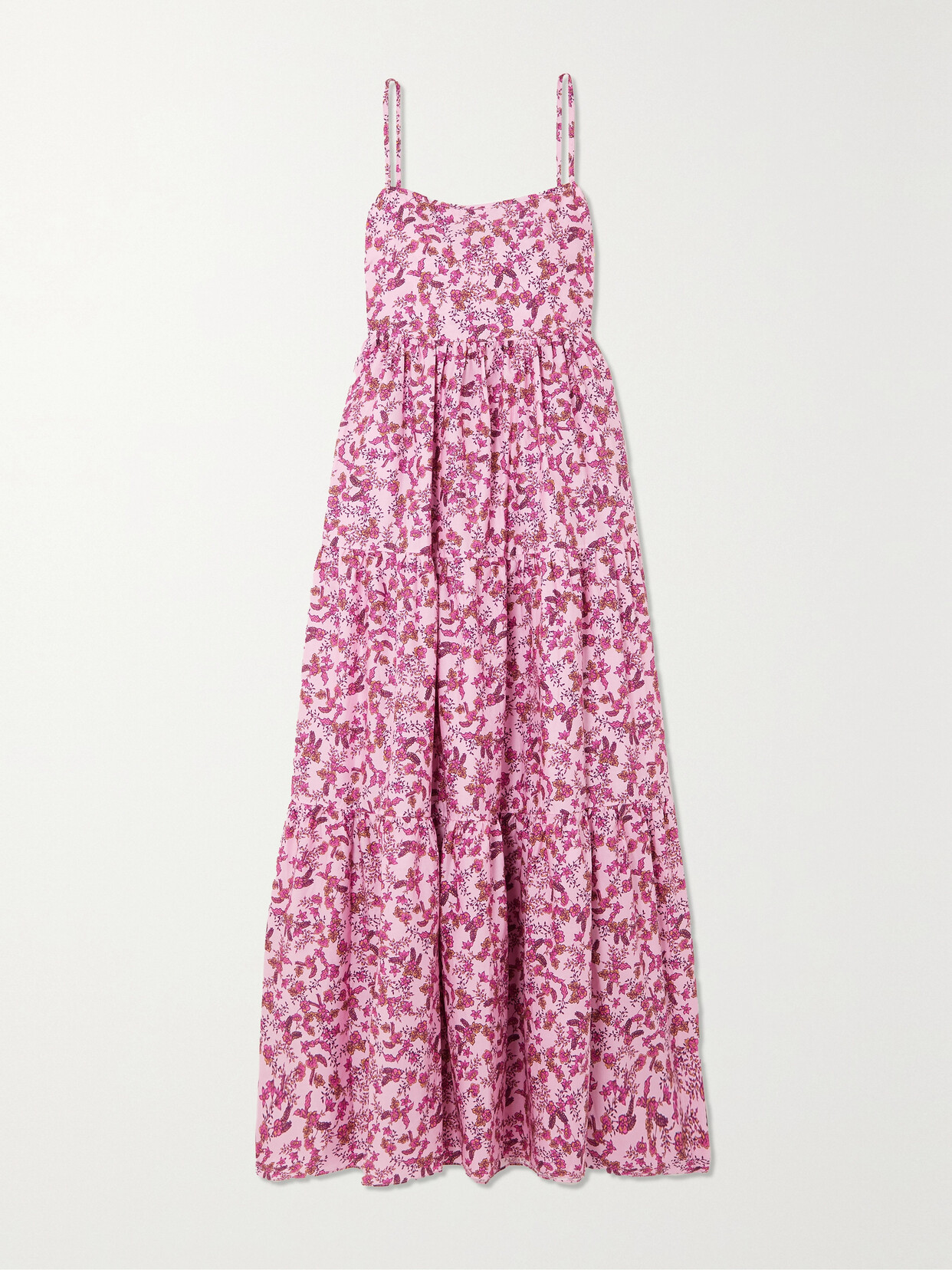 Matteau - + Net Sustain Tiered Floral-print Organic Cotton-poplin Maxi Dress - Pink