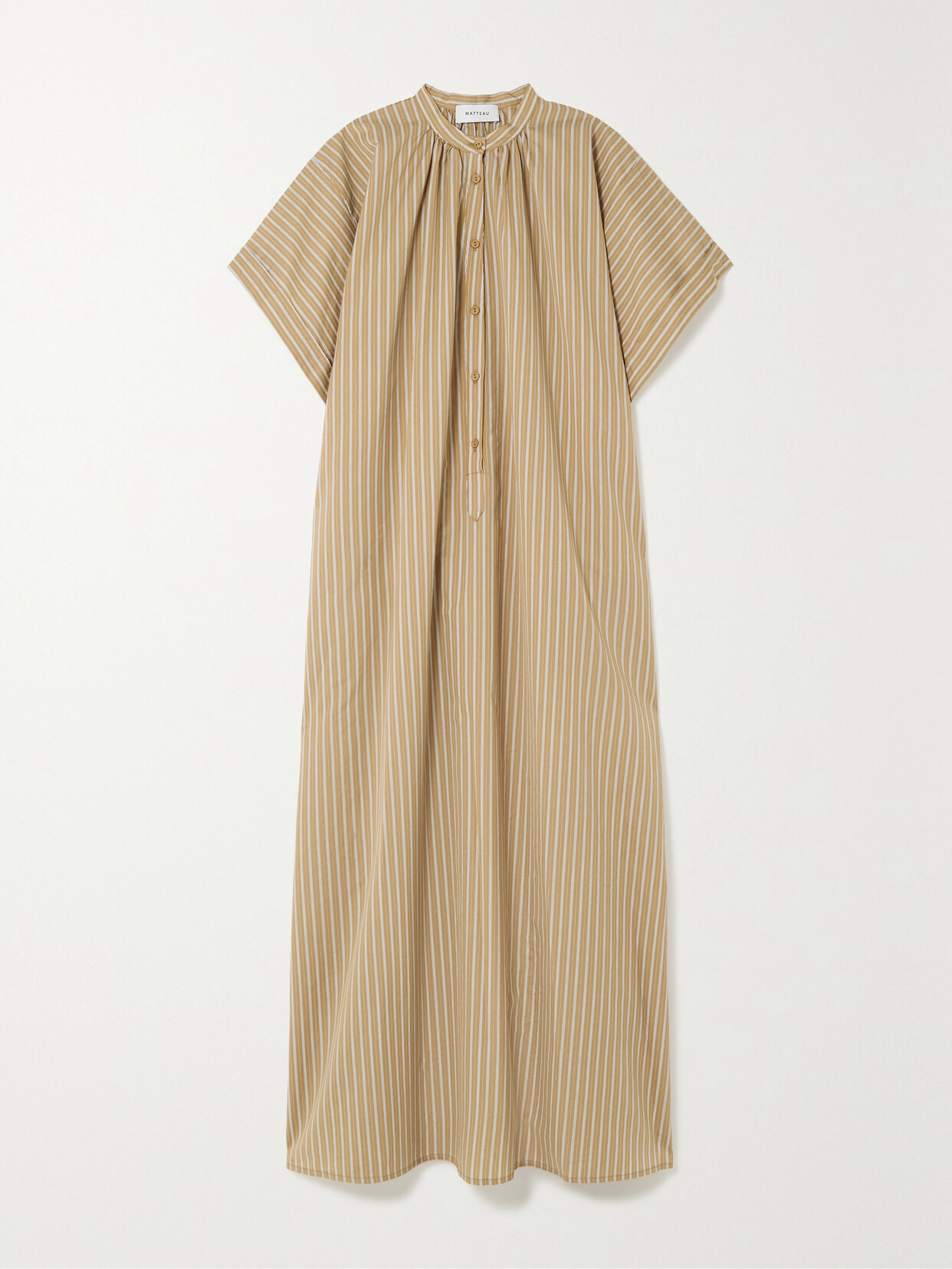 Matteau + Net Sustain Striped Organic Cotton And Silk-blend Maxi Dress - Neutrals
