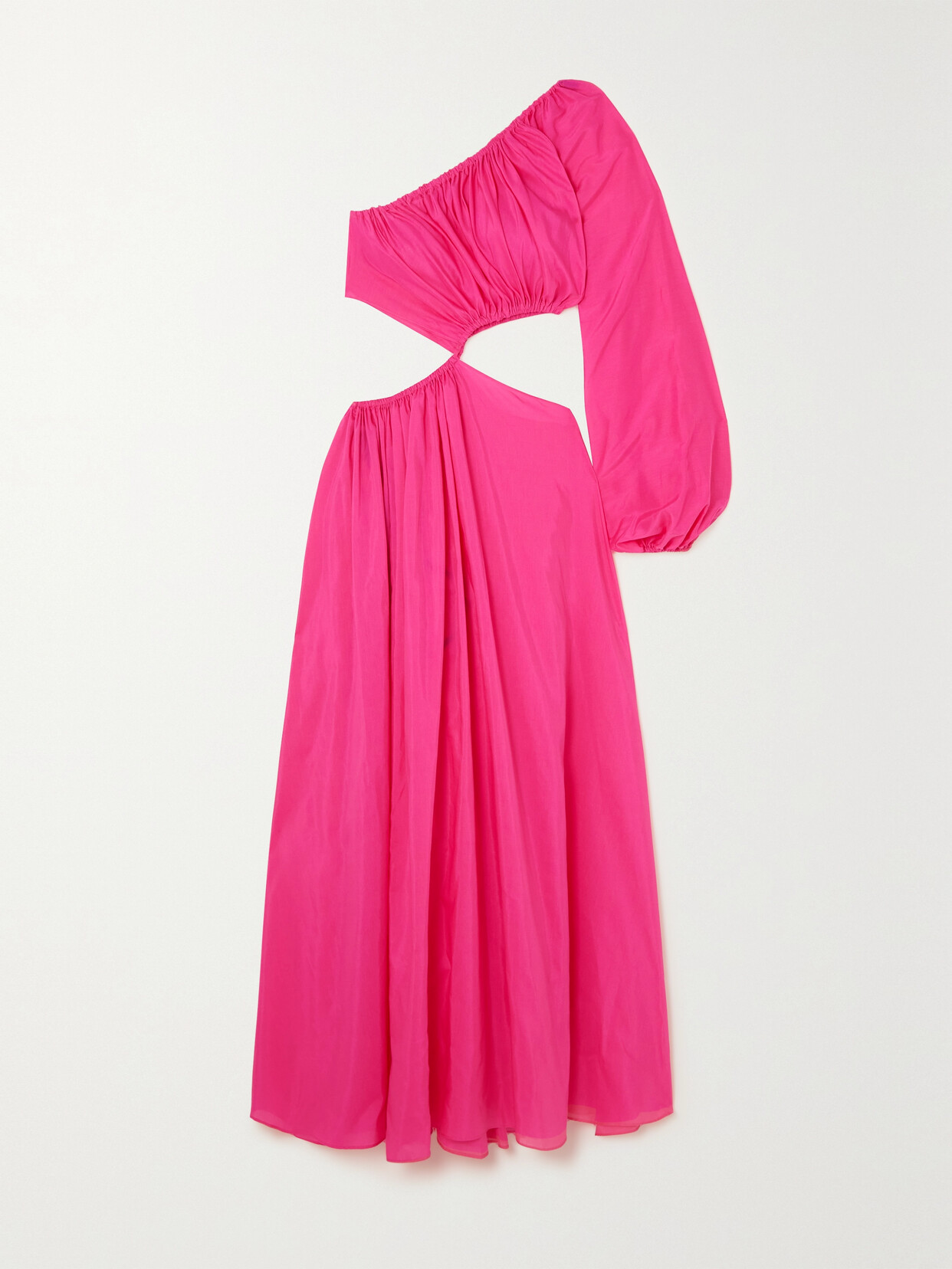 Matteau + Net Sustain One-shoulder Cutout Organic Cotton And Silk-blend Maxi Dress - Pink