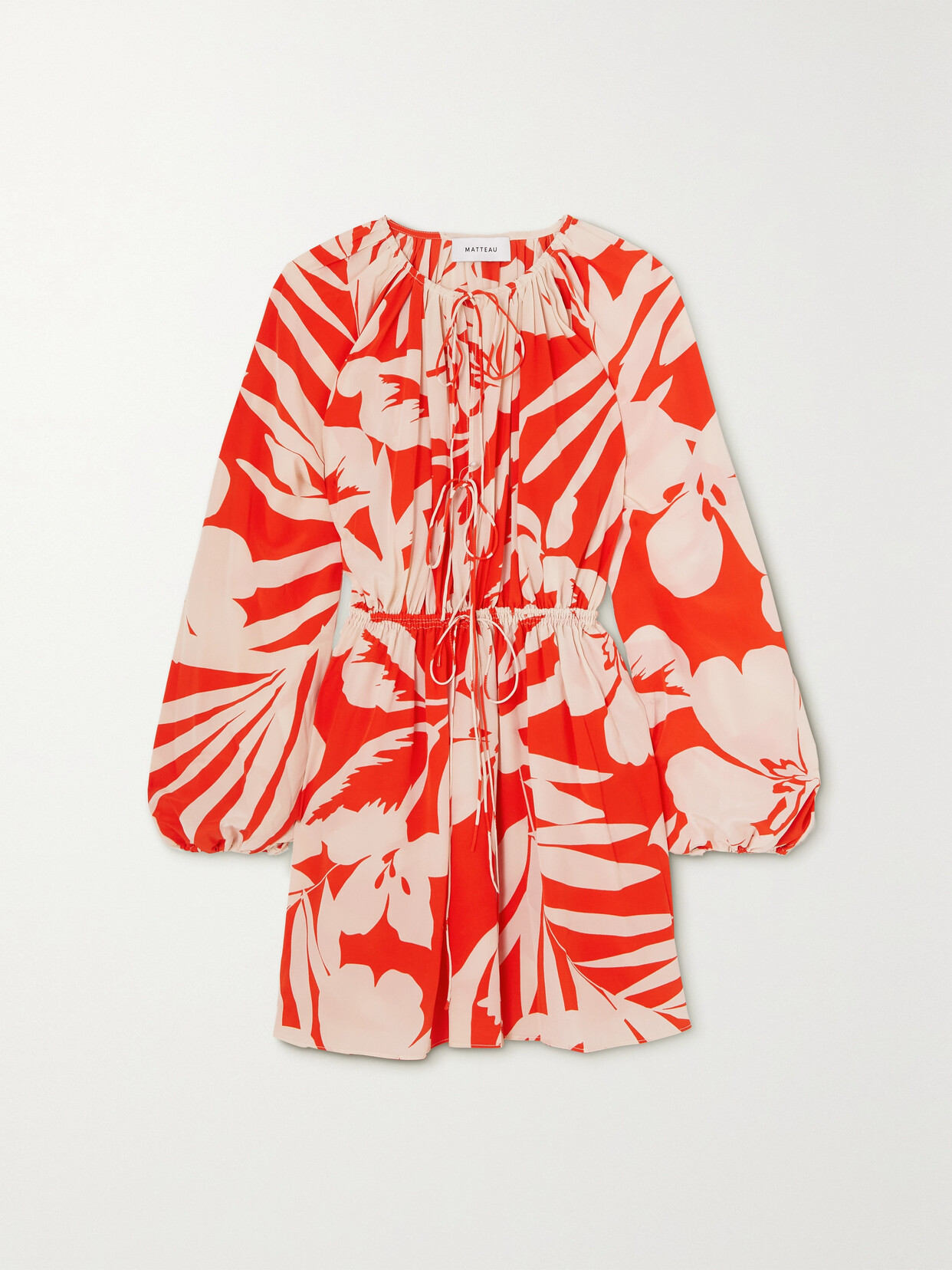 Matteau + Net Sustain Printed Organic Silk-crepe Mini Dress - Red