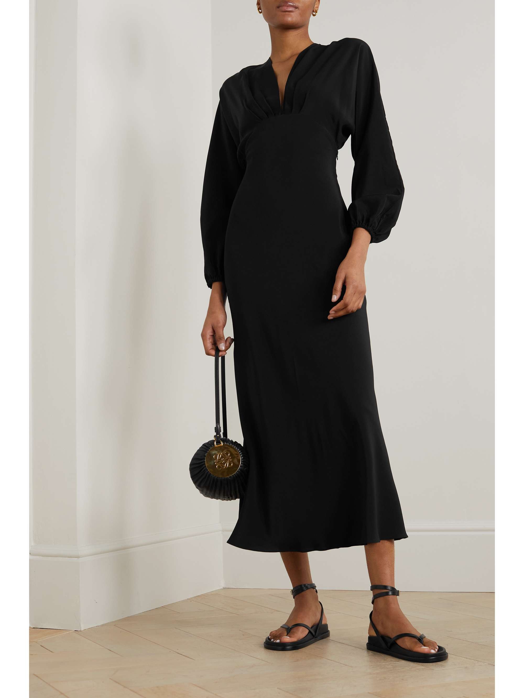 MATTEAU + NET SUSTAIN The Magyar organic silk-crepe midi dress | NET-A ...