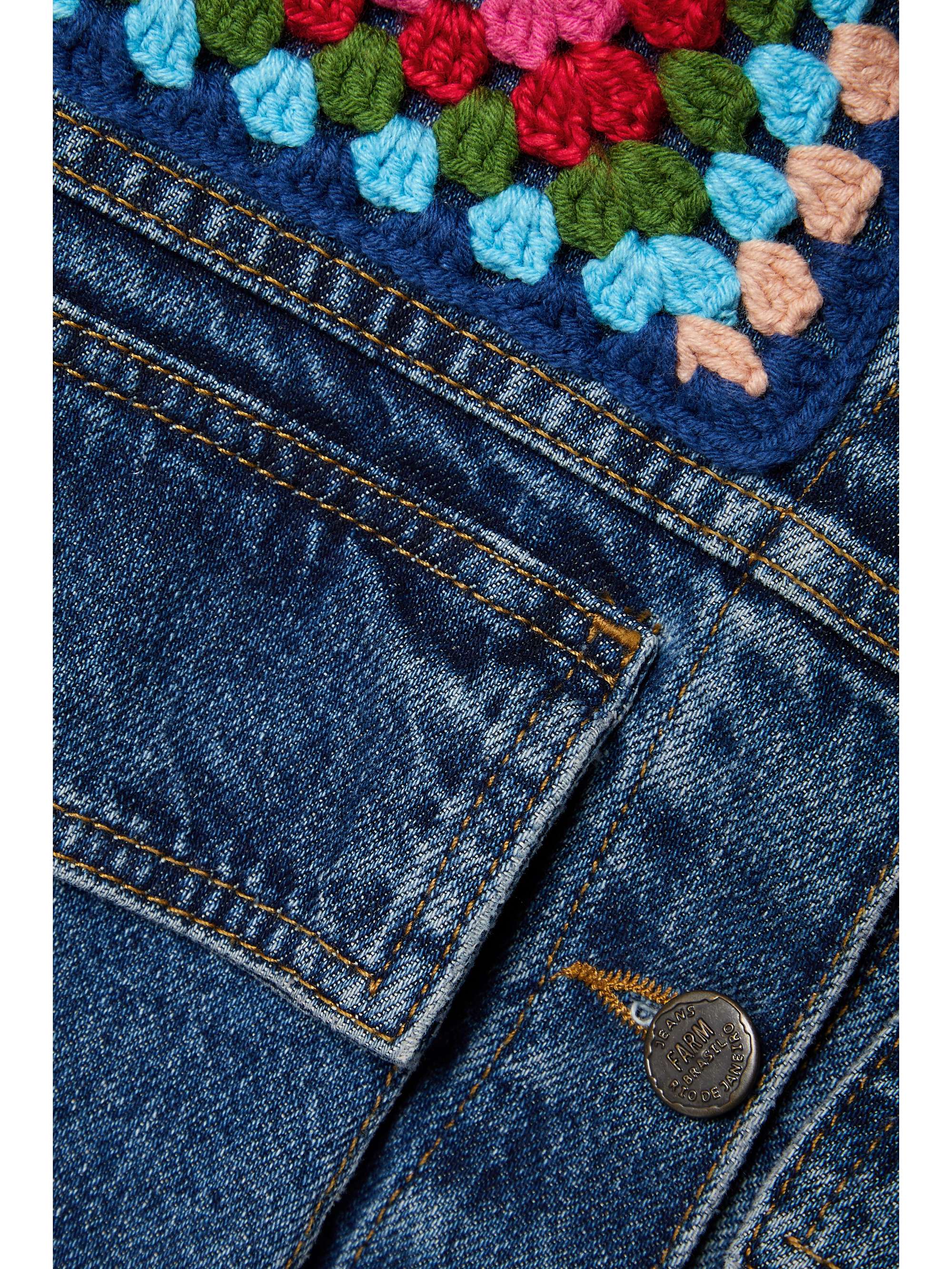 FARM RIO Crochettrimmed denim jacket NETAPORTER