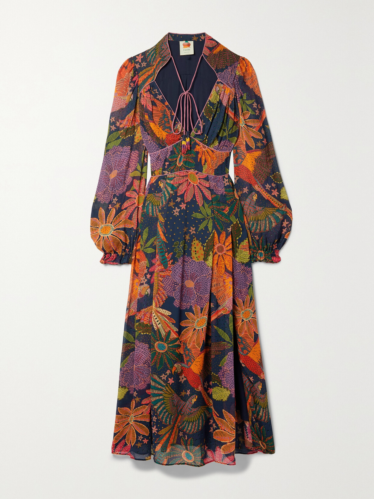 Farm Rio Printed Voile Midi Dress