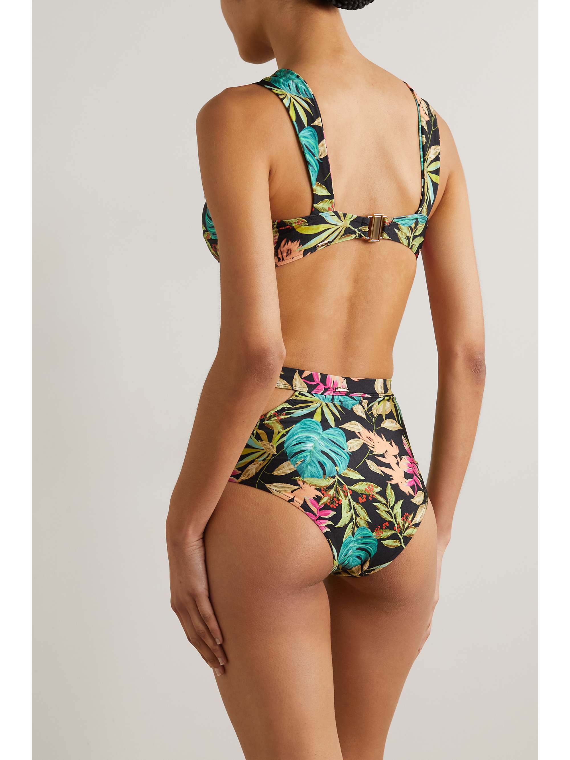 PATBO Tropicalia cutout floral-print bikini briefs