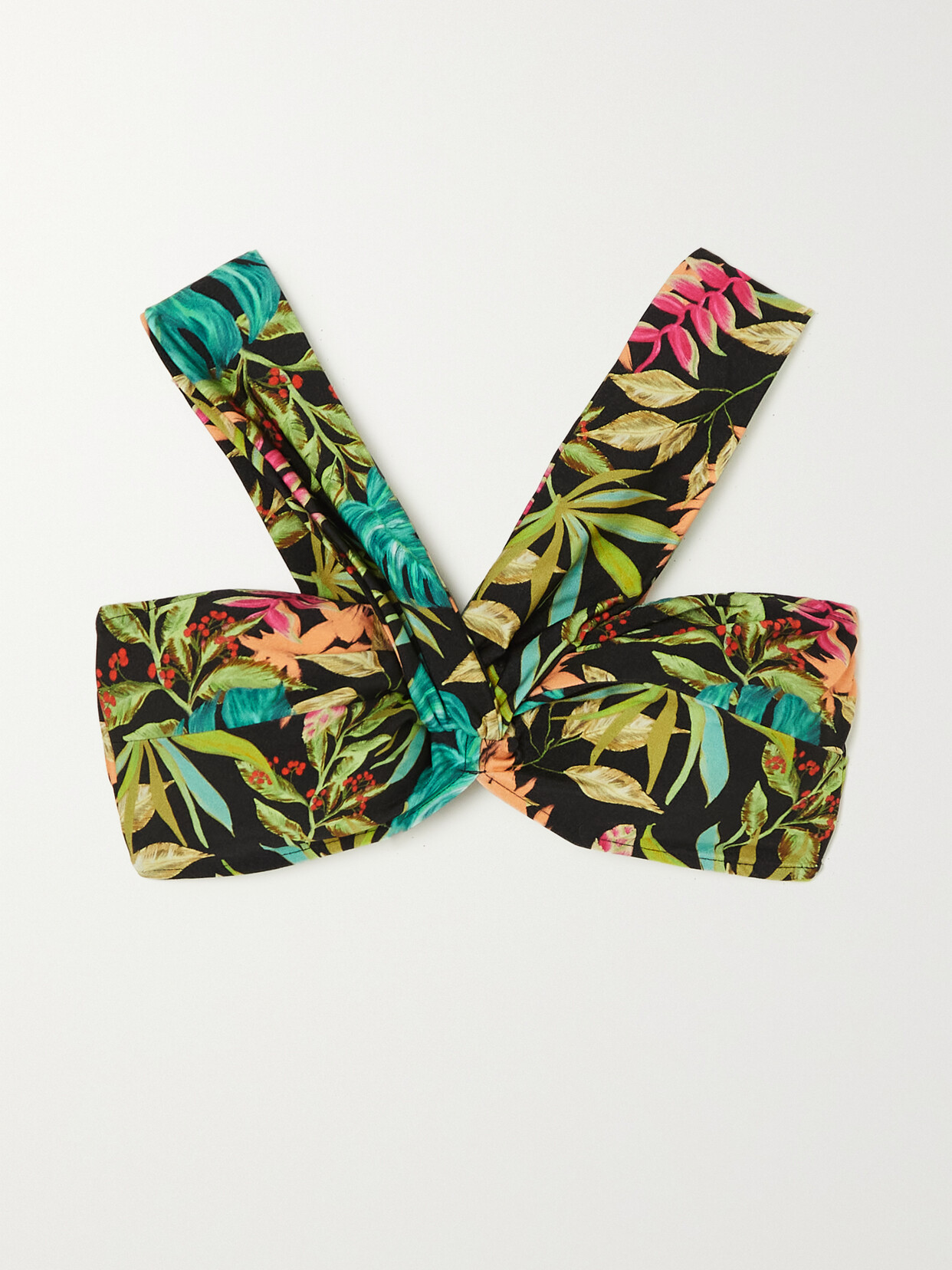 PATBO TROPICALIA FLORAL-PRINT HALTERNECK BIKINI TOP