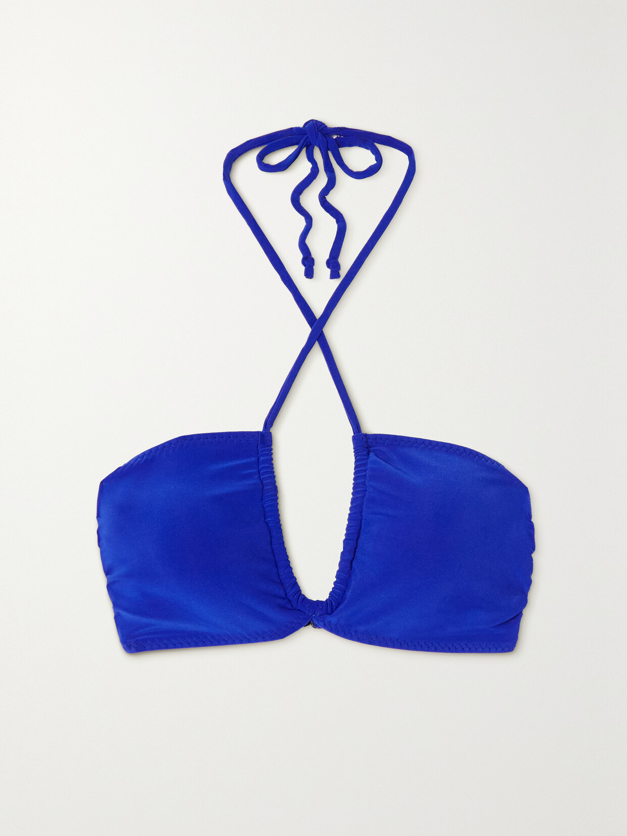 Norma Kamali - Jason Ruched Halterneck Bikini Top - Blue