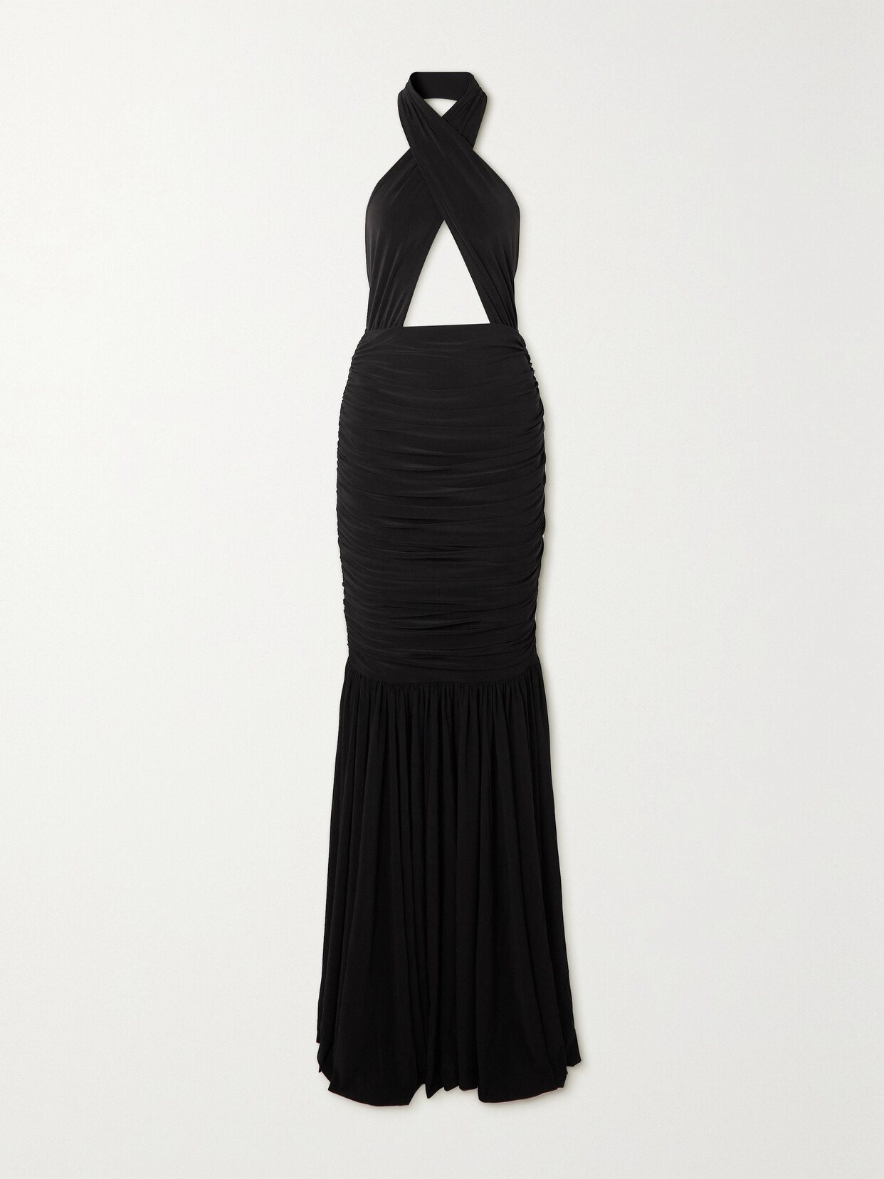 Norma Kamali Cross Halter Side Drape Gown In Black