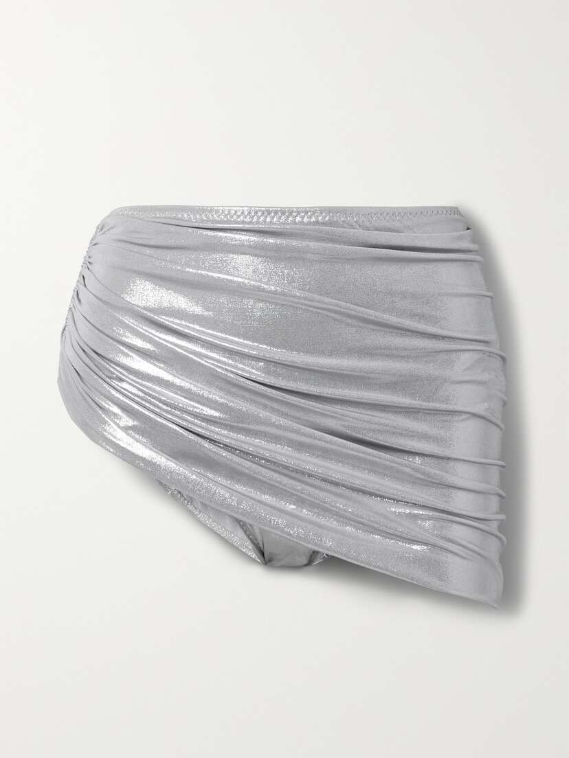 Norma Kamali Diana Metallic Ruched Bikini Briefs - x small
