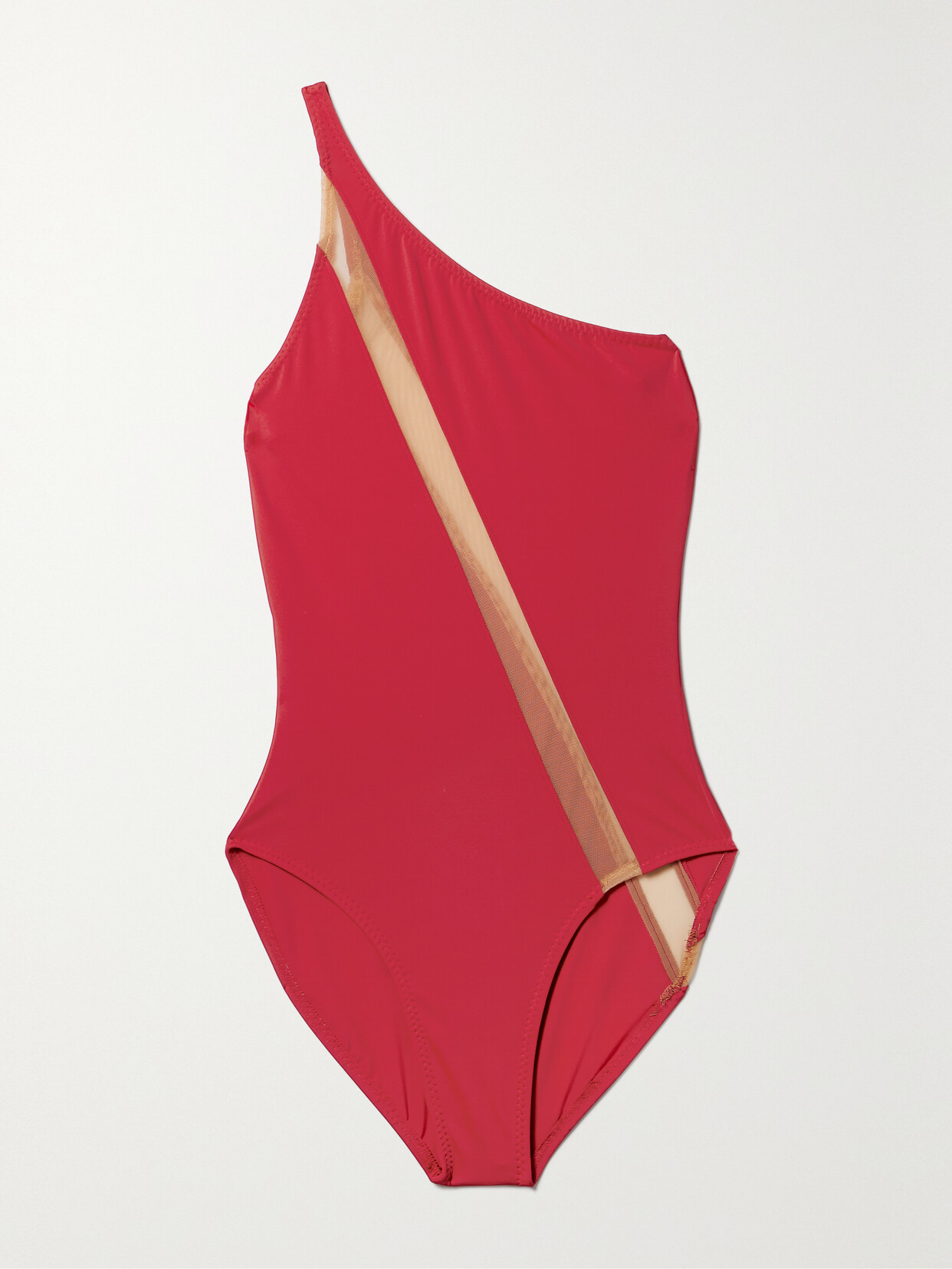 Norma Kamali - Mio One-shoulder Mesh-paneled Swimsuit - Red