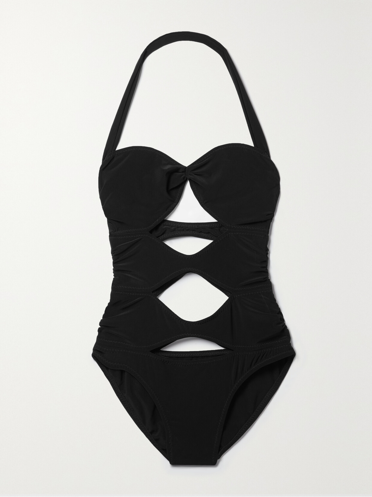 Norma Kamali - Mio One-shoulder Cutout Ruched Stretch Swimsuit - Black