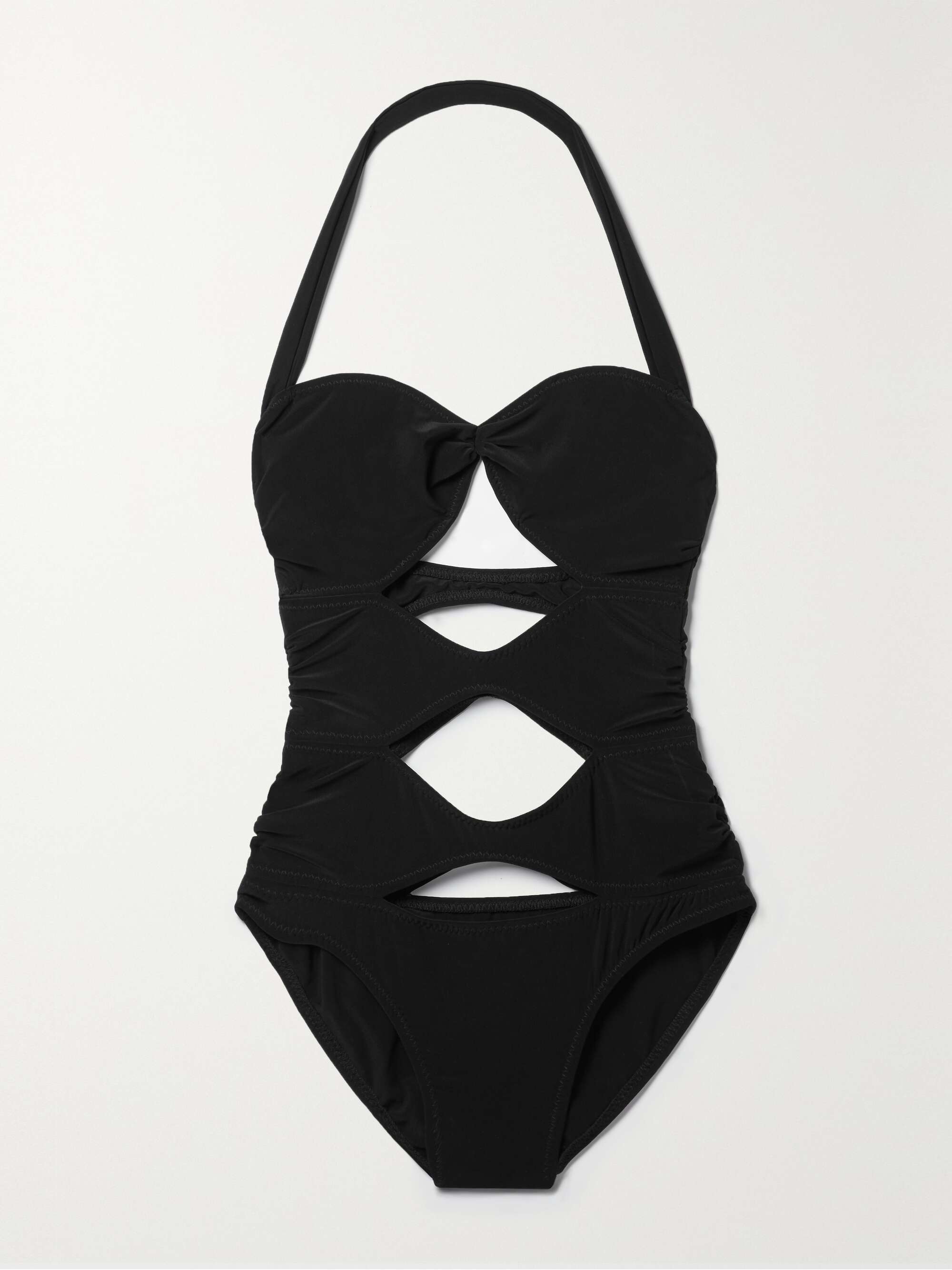 NORMA KAMALI Mio one-shoulder cutout ruched stretch swimsuit | NET-A-PORTER