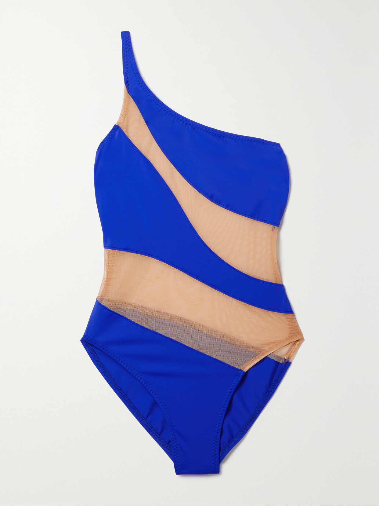 Norma Kamali - Mio One-shoulder Mesh-paneled Swimsuit - Blue