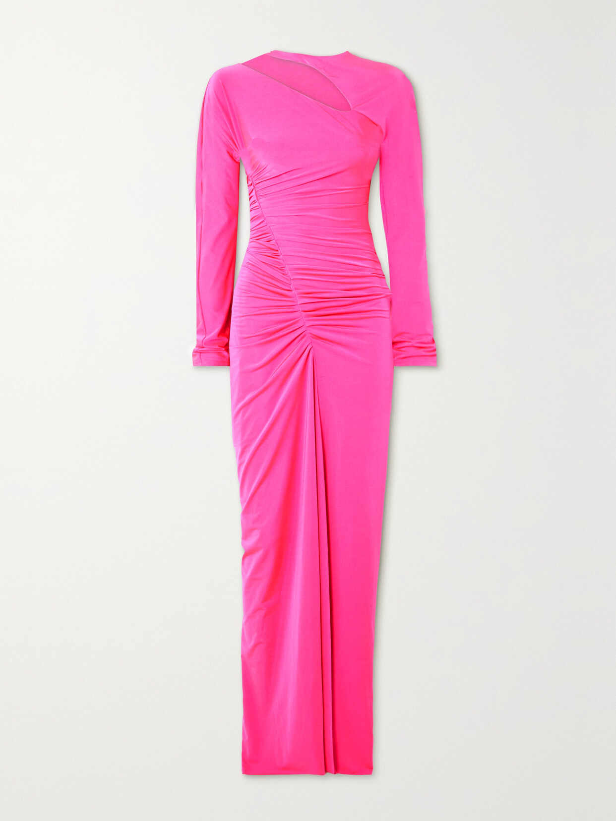 VICTORIA BECKHAM ASYMMETRIC CUTOUT RUCHED STRETCH-JERSEY MAXI DRESS