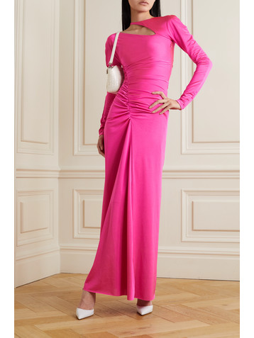 Victoria Beckham Asymmetric cutout ruched stretch-jersey maxi dress