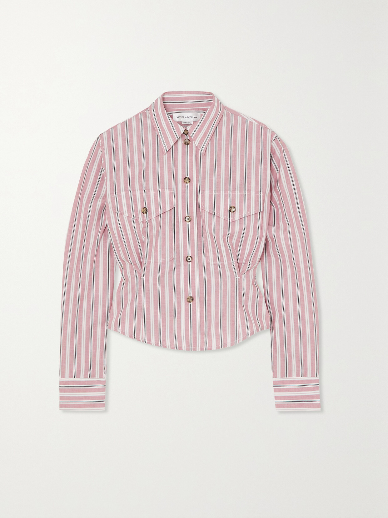 Victoria Beckham Striped Cotton Shirt In Pink