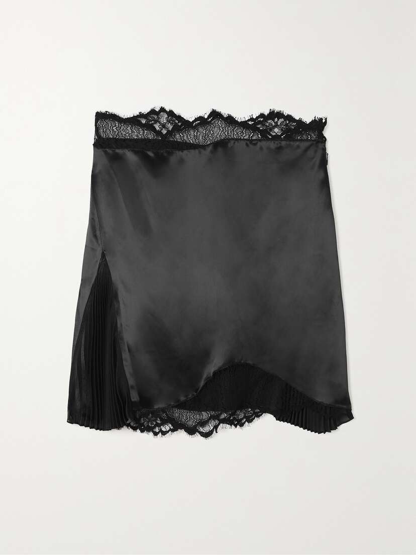 Victoria Beckham Lace-trimmed Satin Mini Skirt