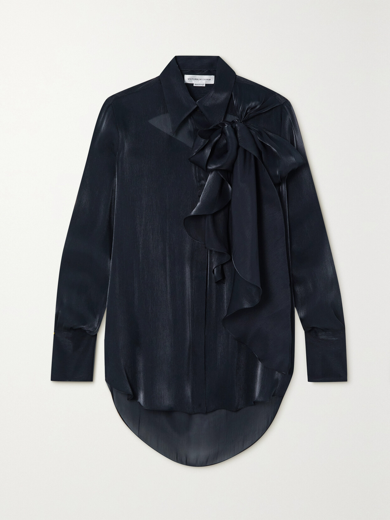 Victoria Beckham - Tie-detailed Textured-satin Blouse - Black