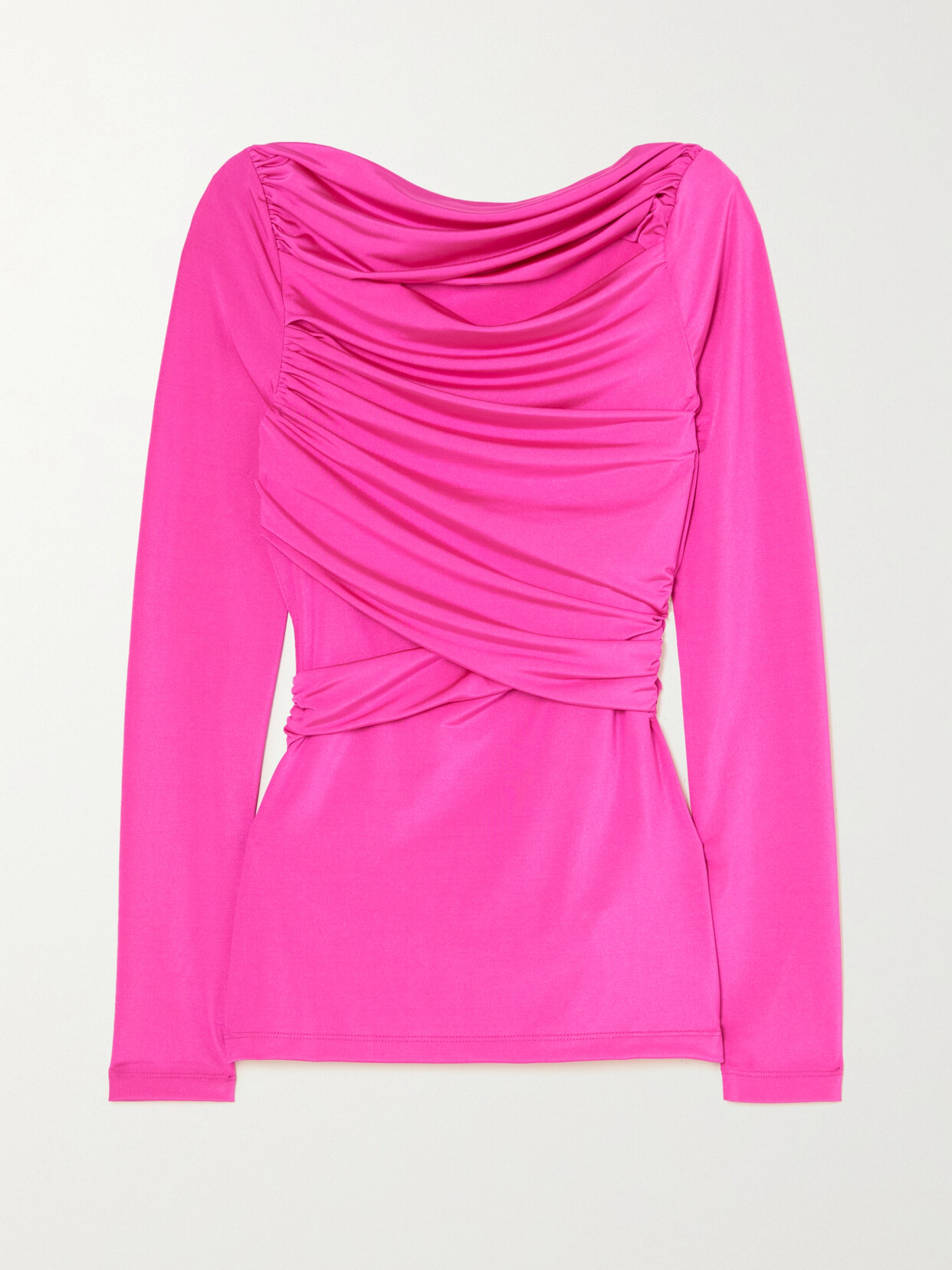 Victoria Beckham - Cutout Wrap-effect Ruched Stretch-jersey Top - Pink