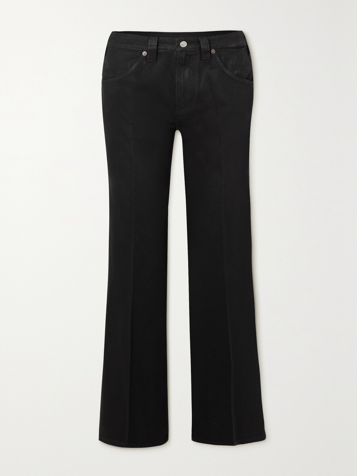 Victoria Beckham - Edie Coated High-rise Flared Jeans - Black