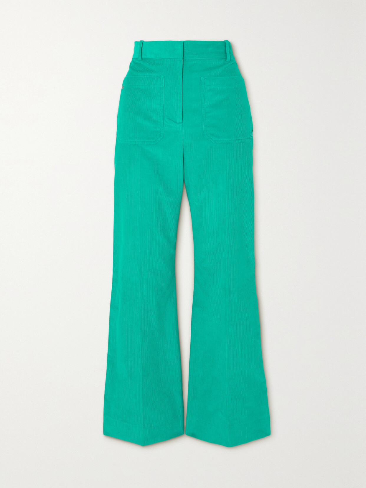 Victoria Beckham - Alina Embroidered Cotton-corduroy Straight-leg Pants - Blue