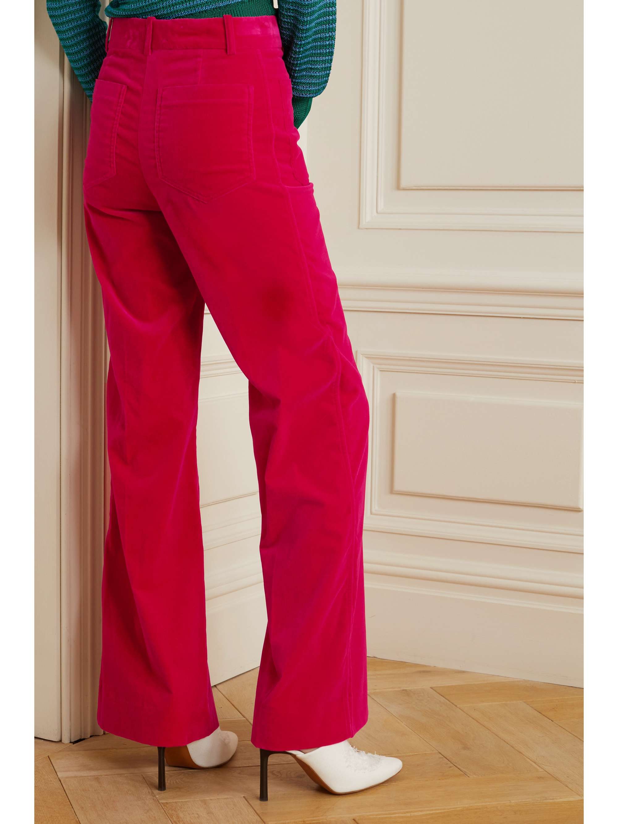 VICTORIA BECKHAM Alina cottonblend velvet straightleg pants NETA