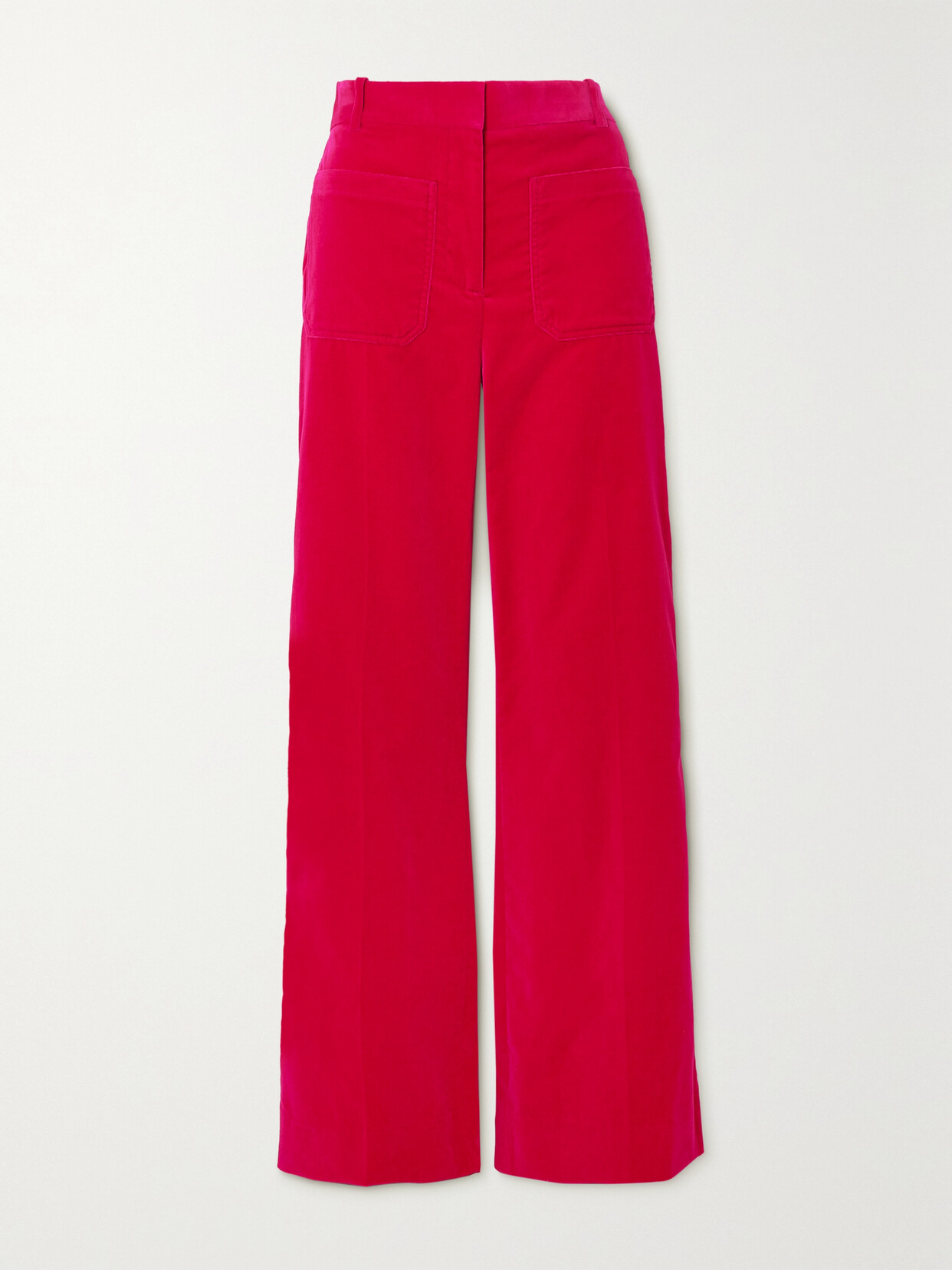 Victoria Beckham - Alina Cotton-blend Velvet Straight-leg Pants - Pink