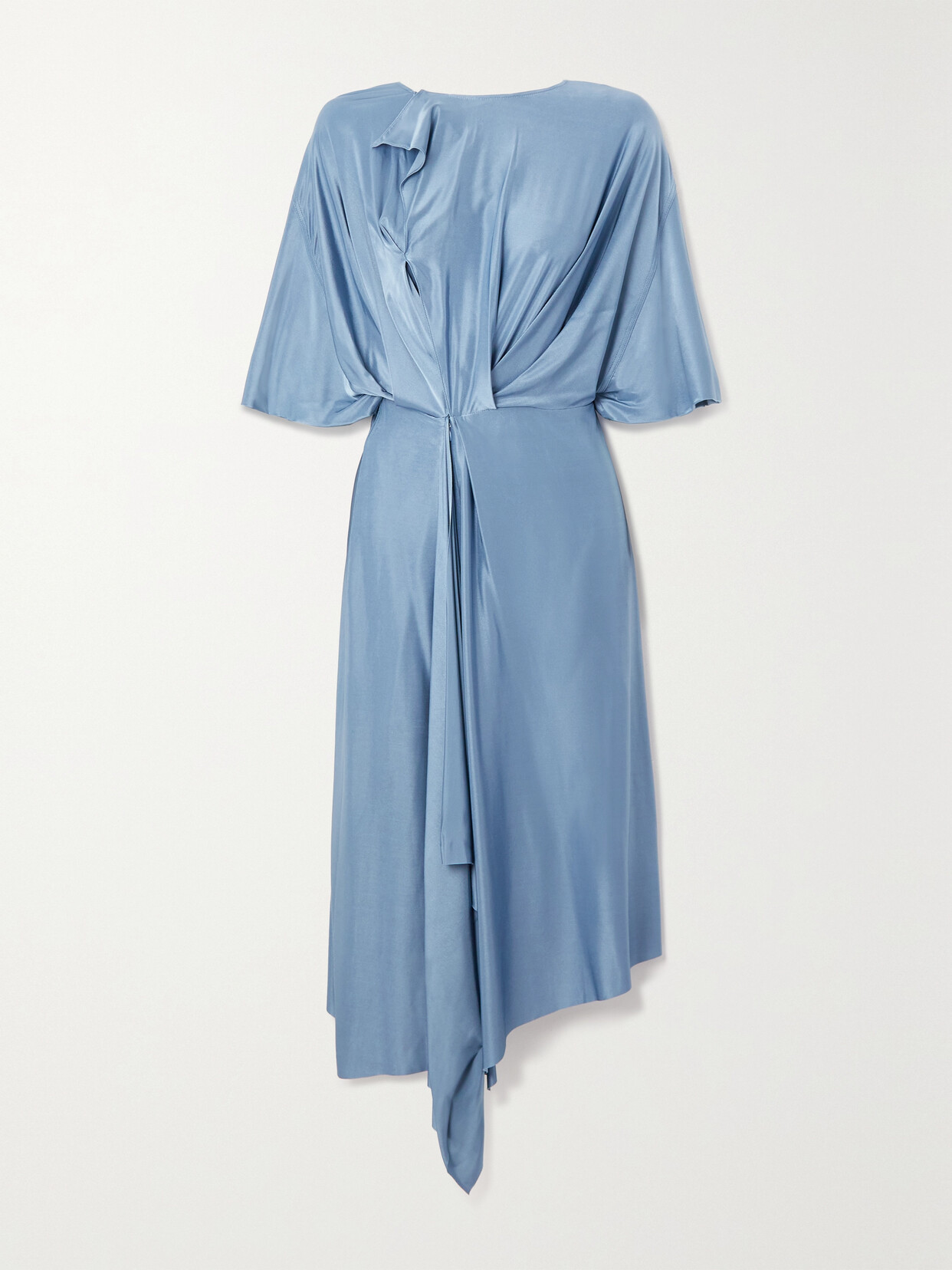 Victoria Beckham - Asymmetric Draped Cutout Metallic Stretch-jersey Midi Dress - Blue