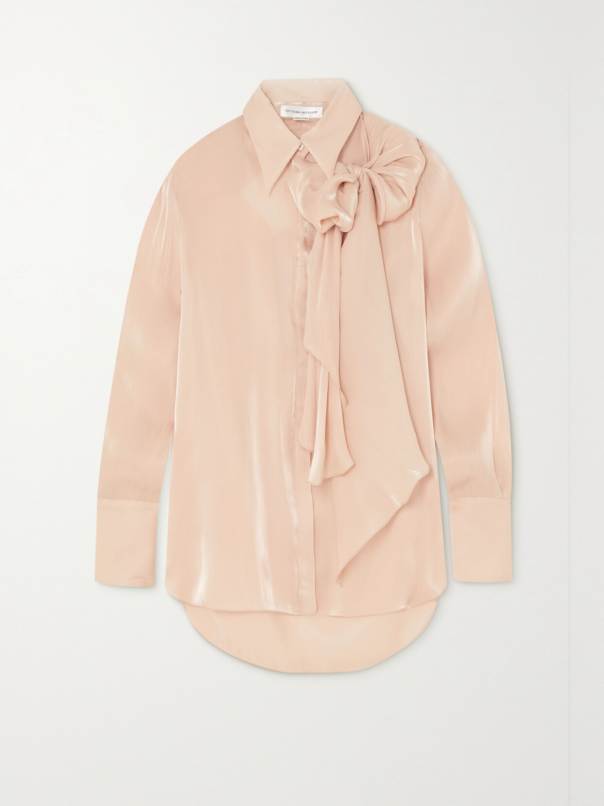 VICTORIA BECKHAM TIE-DETAILED TEXTURED-SATIN BLOUSE