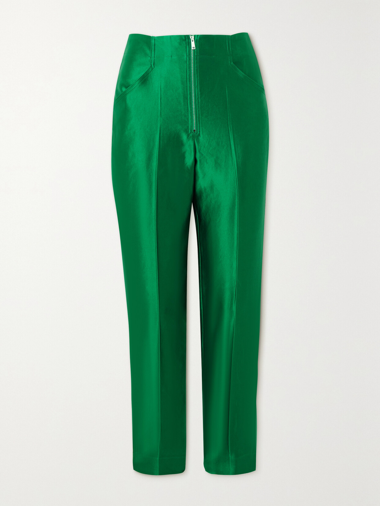 Victoria Beckham - Metallic Satin-crepe Leggings - Green