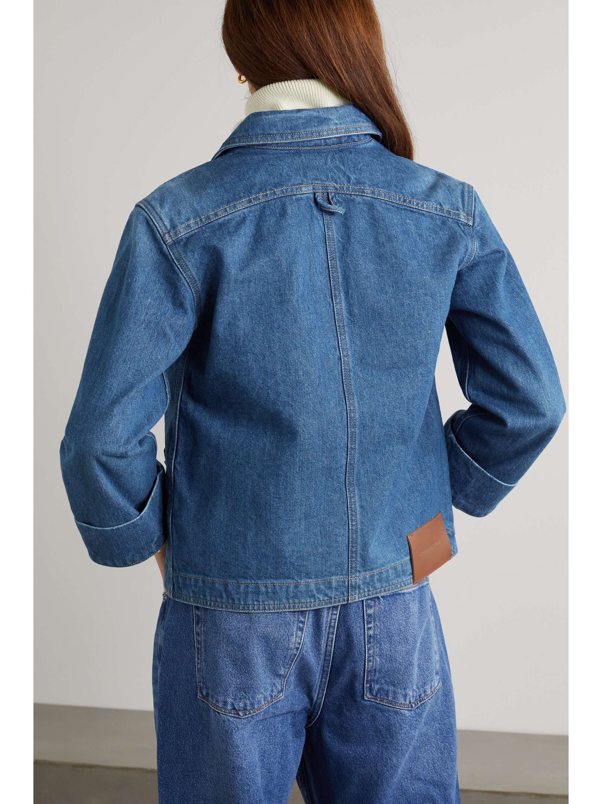 VICTORIA BECKHAM Leather-trimmed denim jacket
