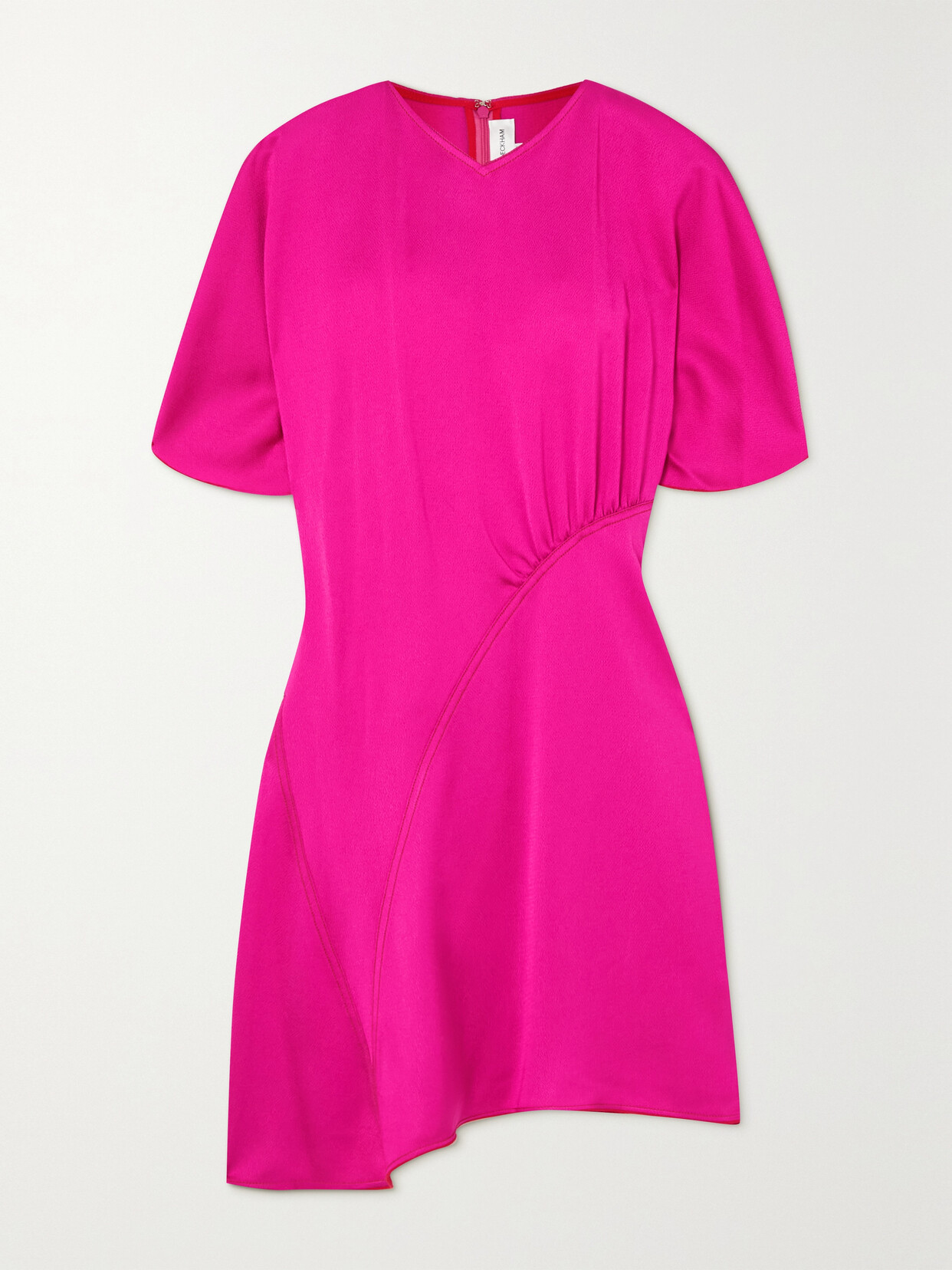 Victoria Beckham - Asymmetric Ruched Crepe Mini Dress - Pink