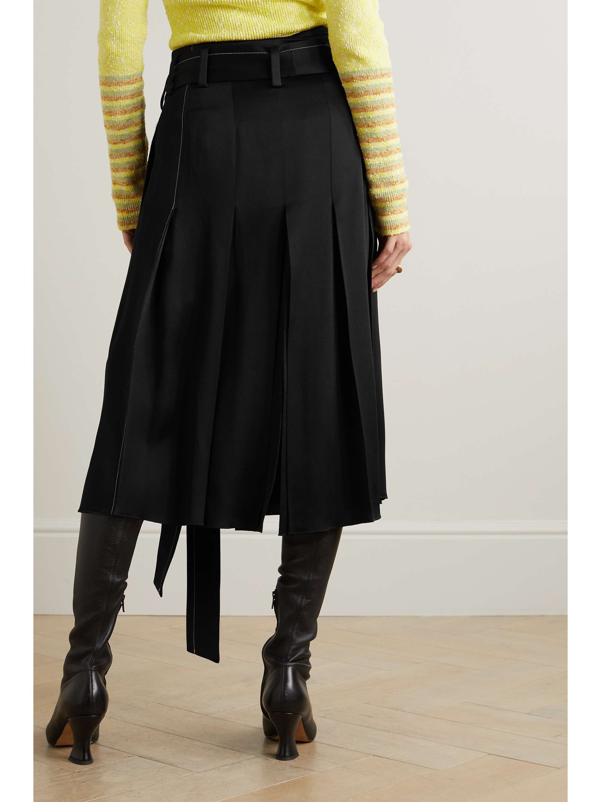VICTORIA BECKHAM Belted satin midi wrap skirt