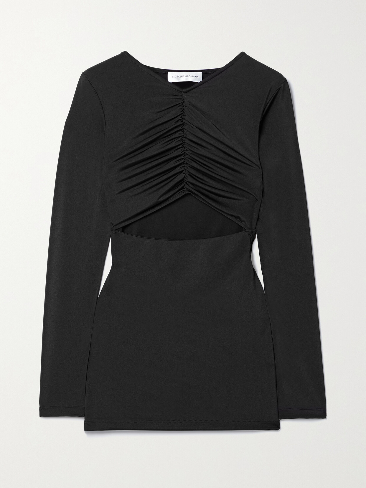 Victoria Beckham Cutout Ruched Stretch-jersey Top In Black