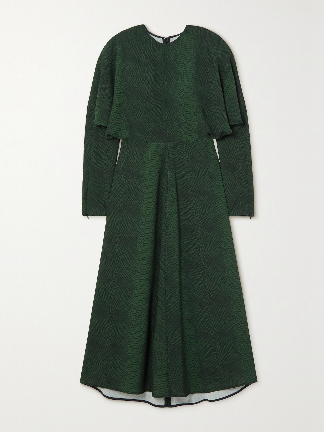 Victoria Beckham - Dolman Snake-print Crepe Midi Dress - Green