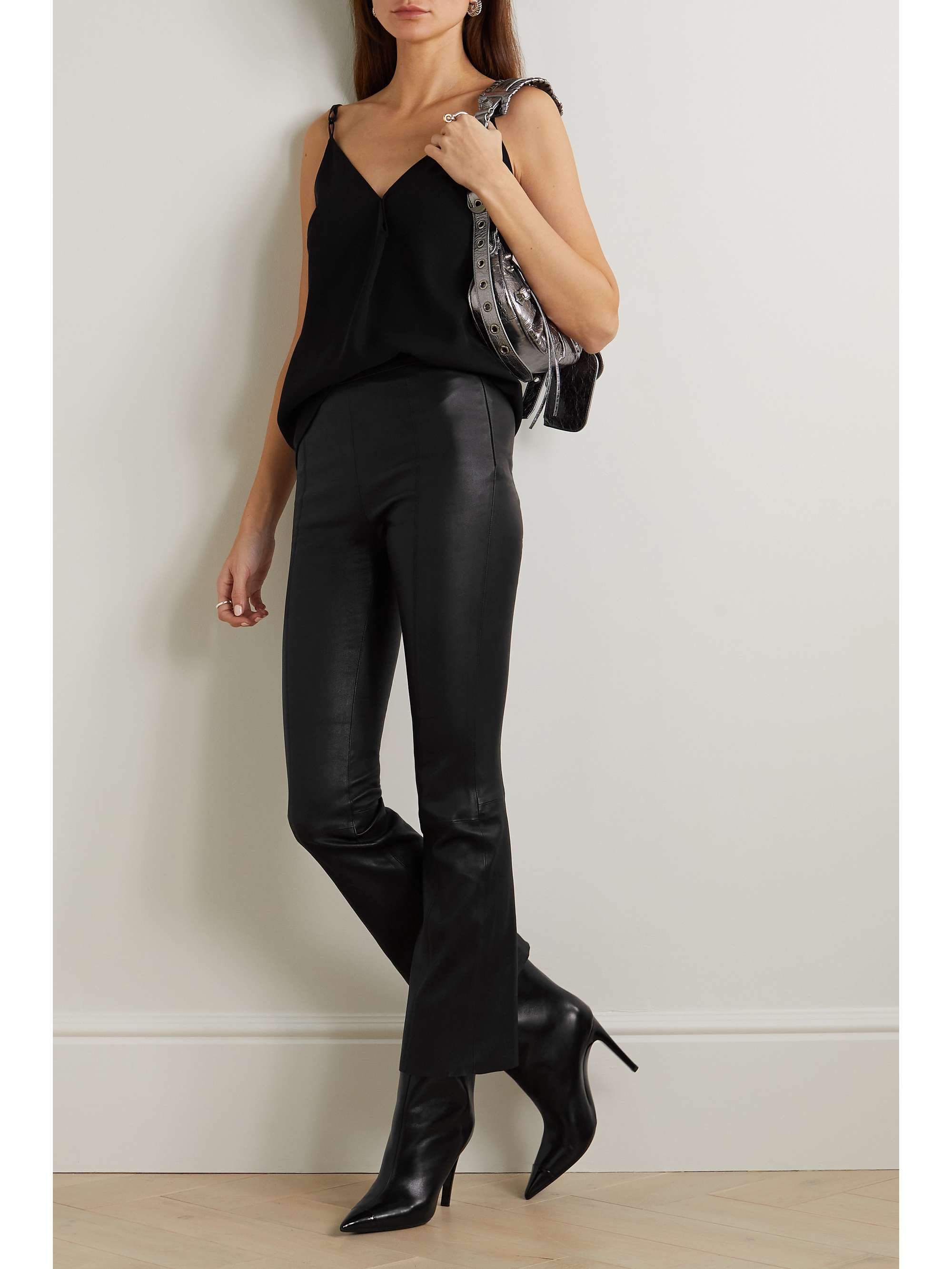 Black Paneled leather flared pants | SPRWMN | NET-A-PORTER