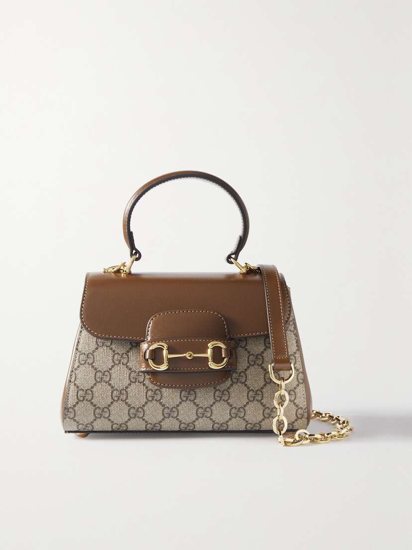 Gucci Horsebit 1955 Leather-trimmed Printed Coated-canvas Shoulder Bag